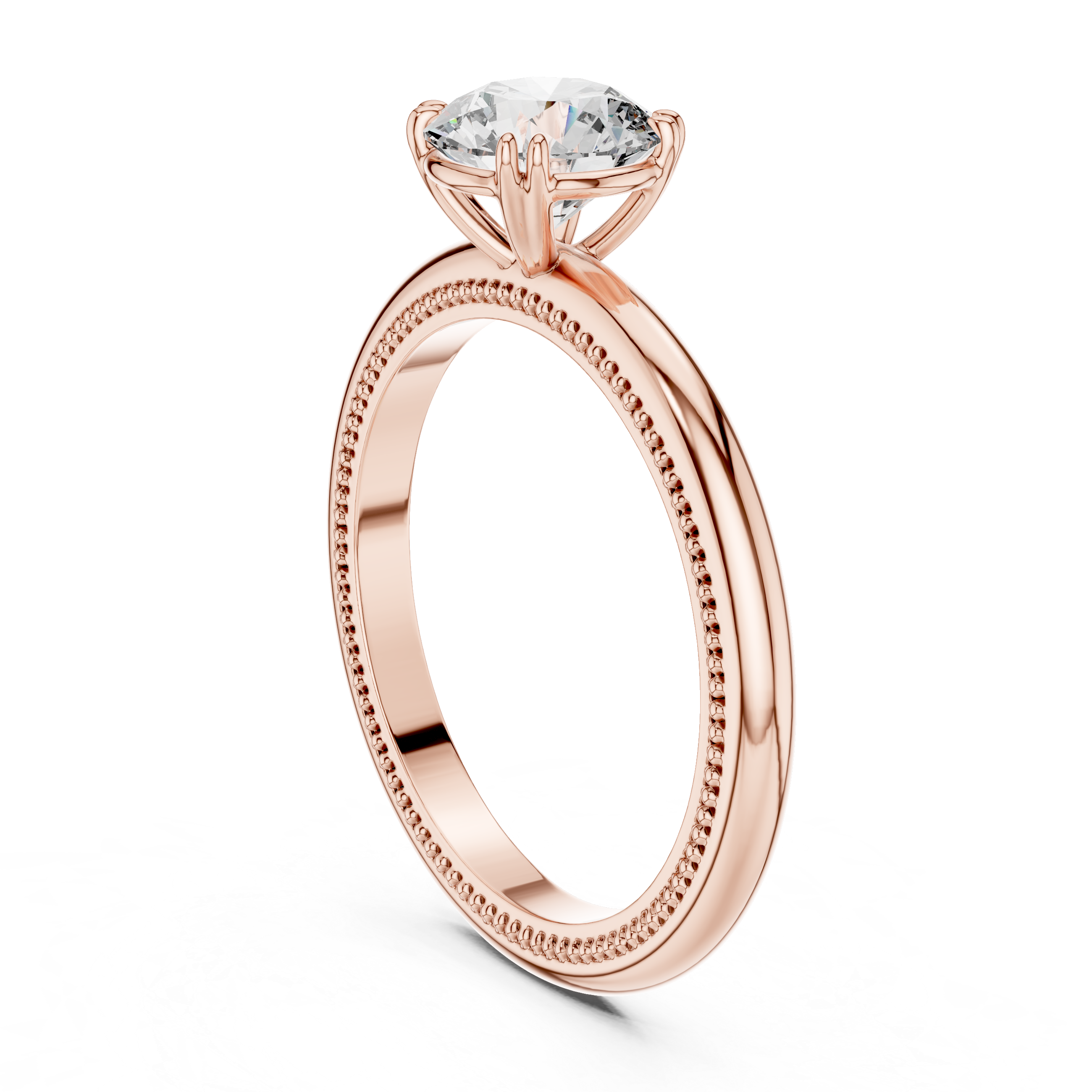 Milgrain Edge Solitaire Diamond Ring