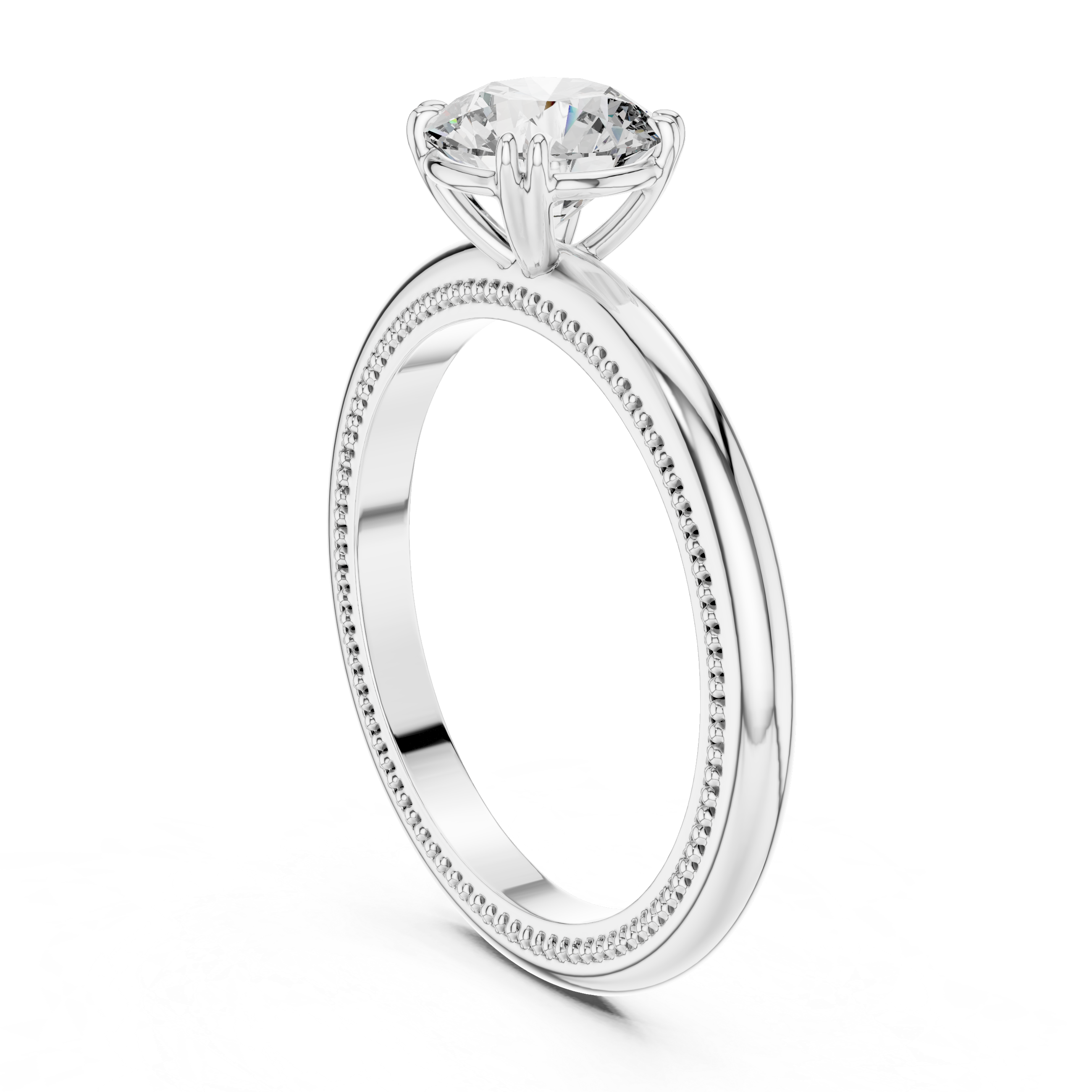 Milgrain Edge Solitaire Diamond Ring
