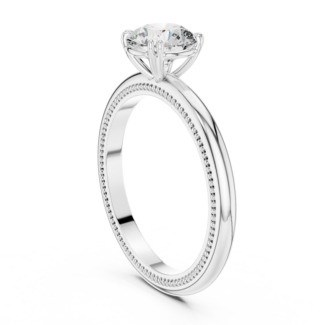 Milgrain Edge Solitaire Diamond Ring