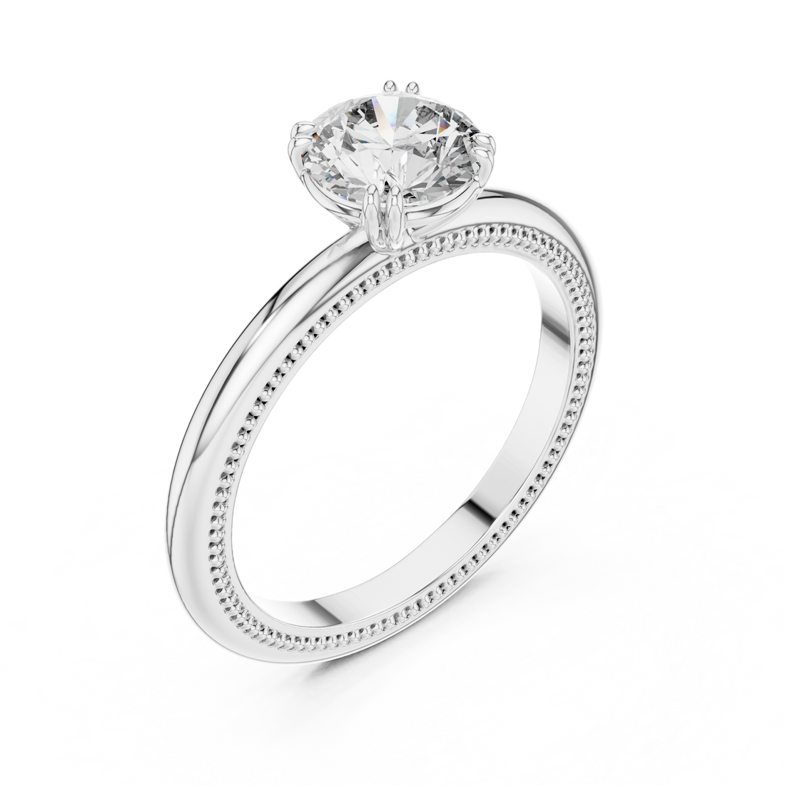 Milgrain Edge Solitaire Diamond Ring