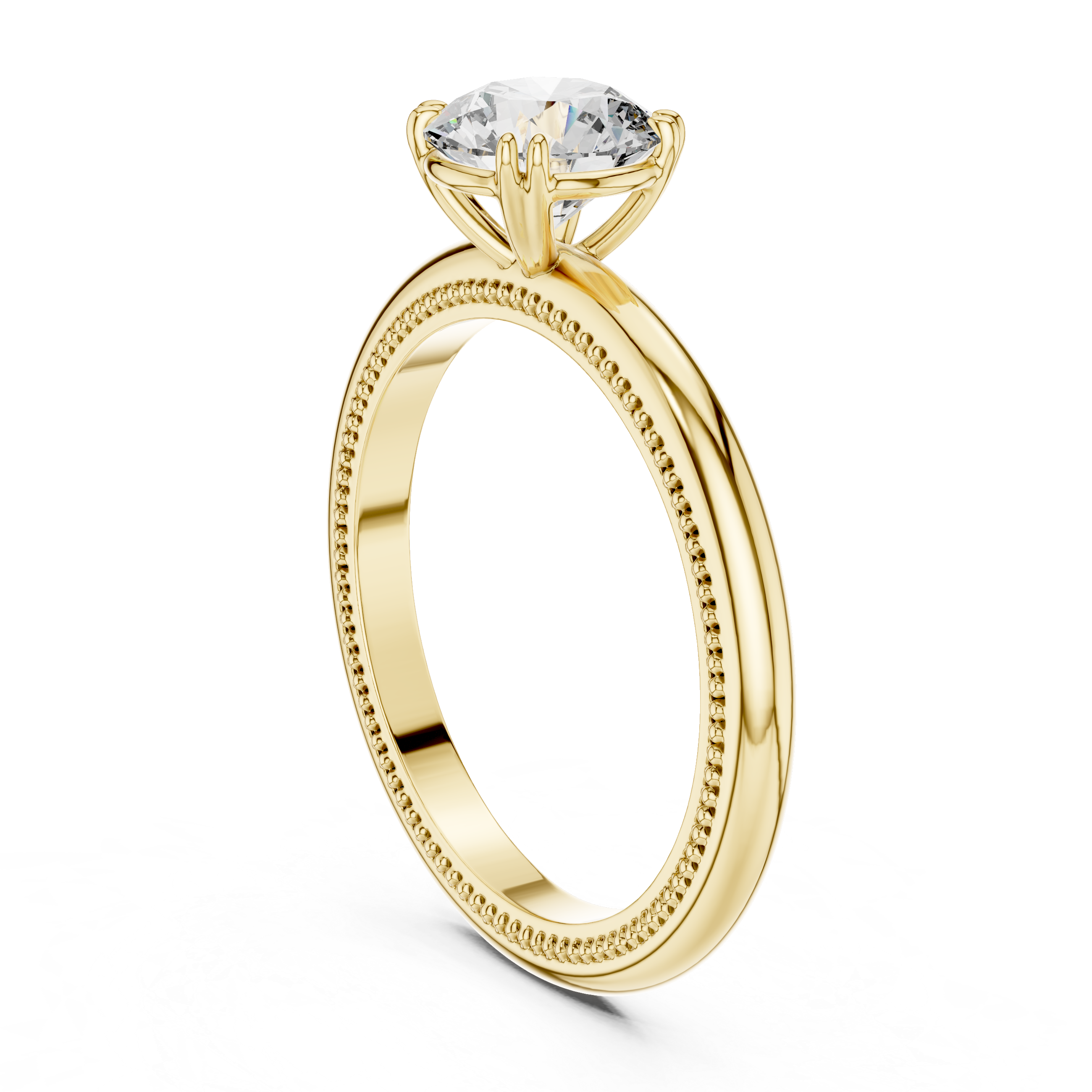 Milgrain Edge Solitaire Diamond Ring