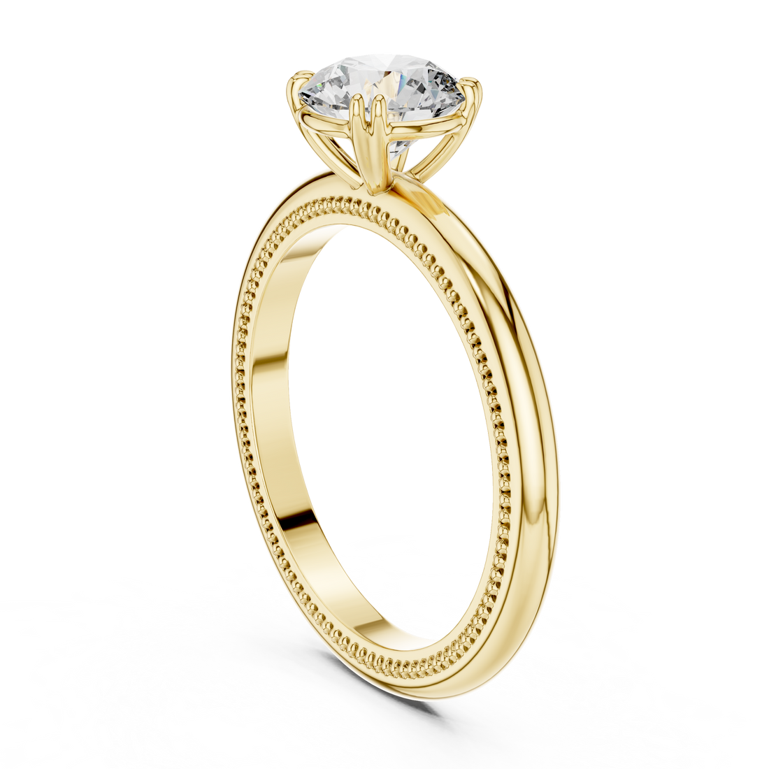 Milgrain Edge Solitaire Diamond Ring