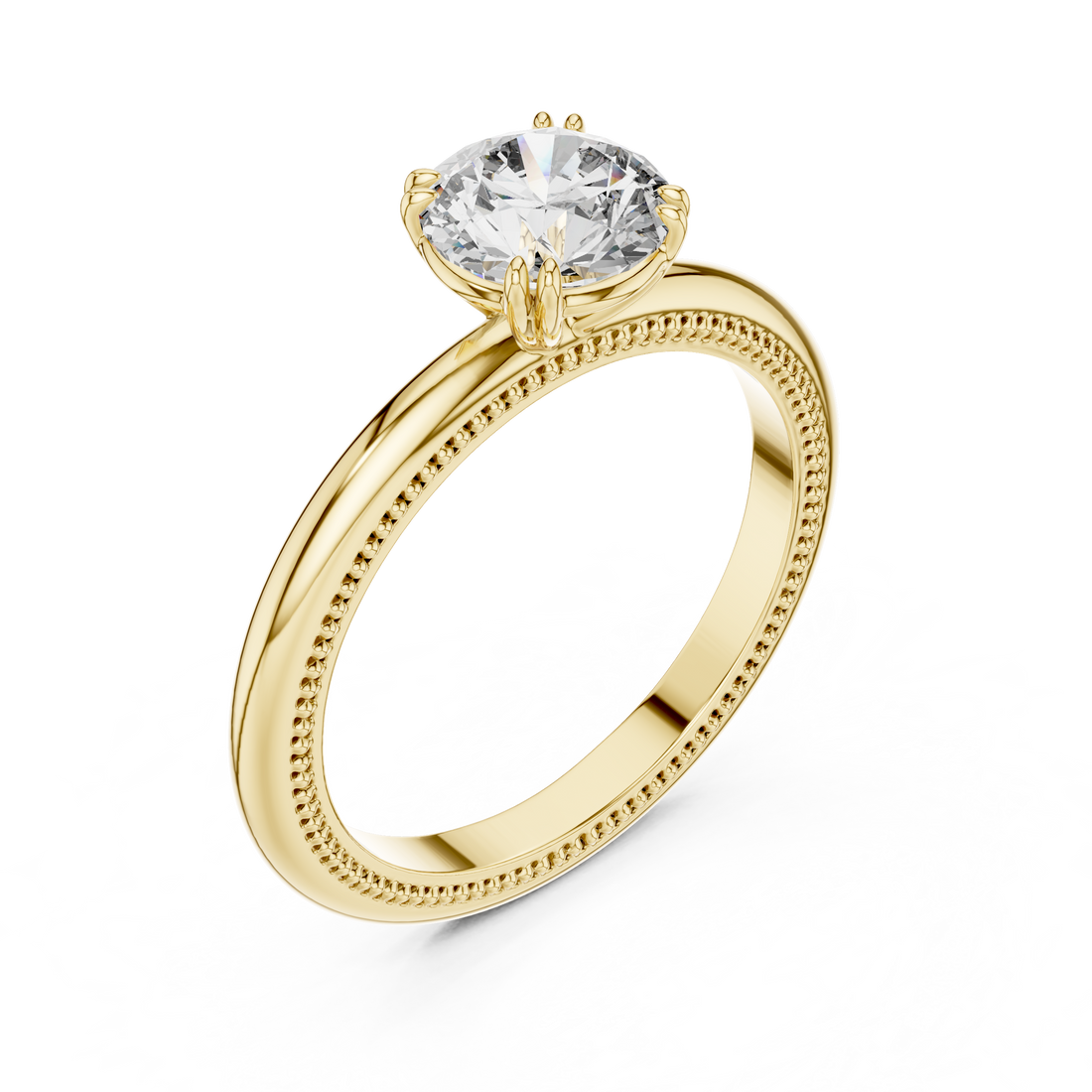 Milgrain Edge Solitaire Diamond Ring