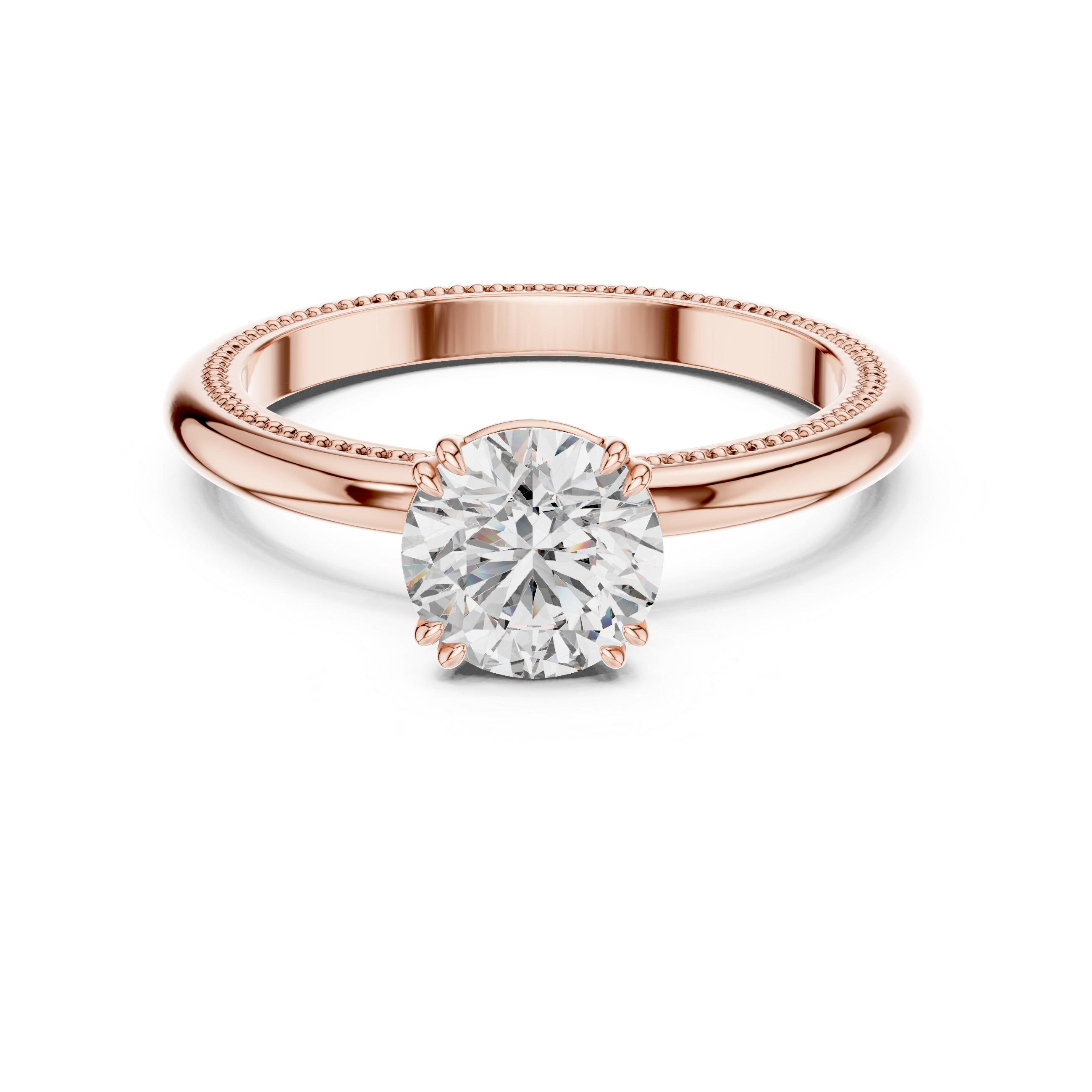 Milgrain Edge Solitaire Diamond Ring