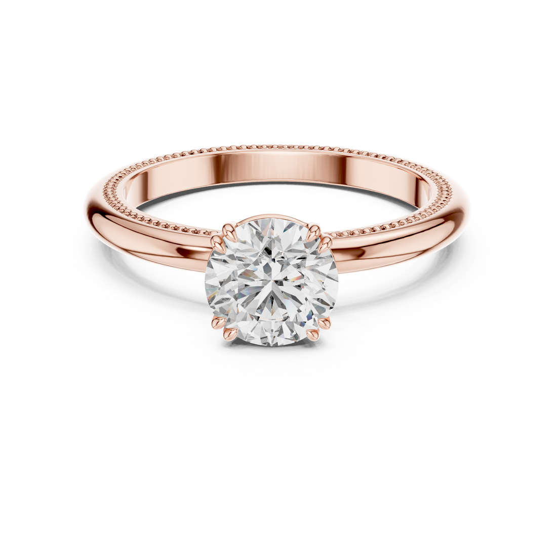Milgrain Edge Solitaire Diamond Ring