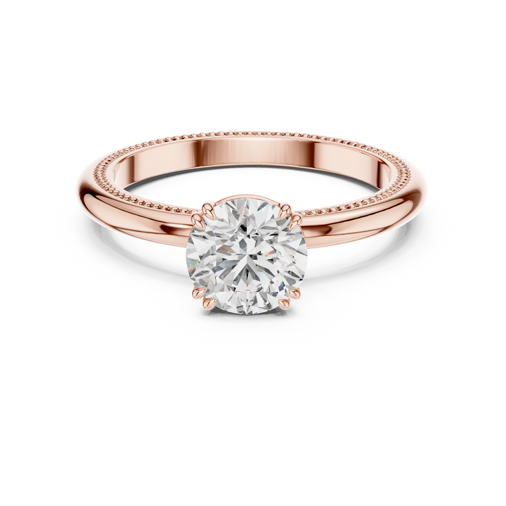 Milgrain Edge Solitaire Diamond Ring