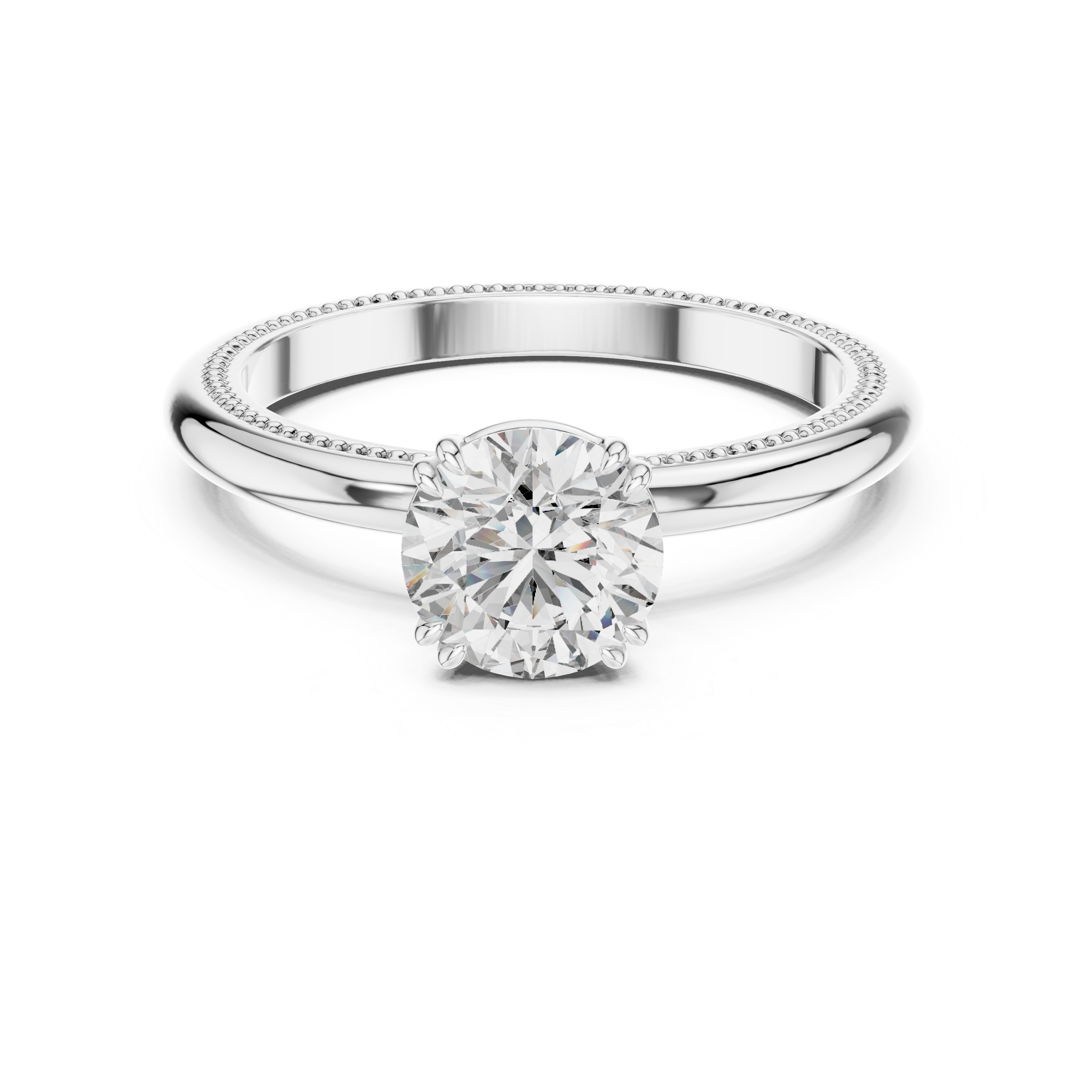 Milgrain Edge Solitaire Diamond Ring