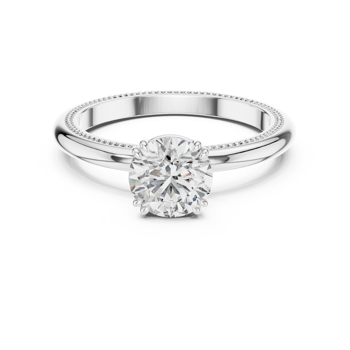Milgrain Edge Solitaire Diamond Ring