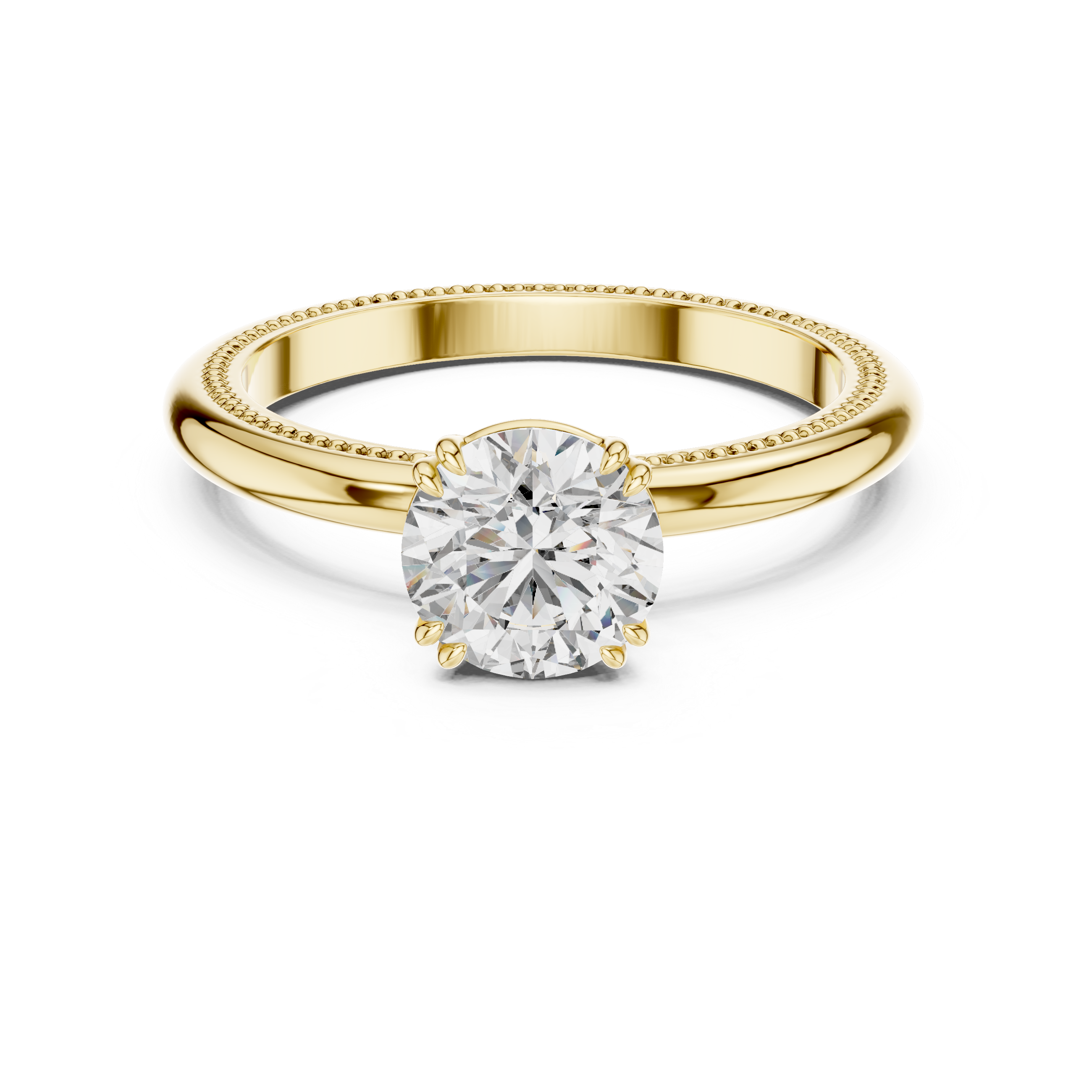 Milgrain Edge Solitaire Diamond Ring