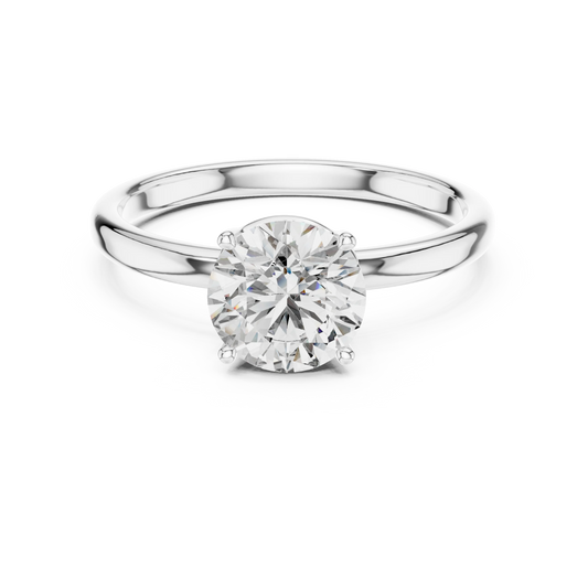Diamond view of round cut white gold diamond ring with round gemstone