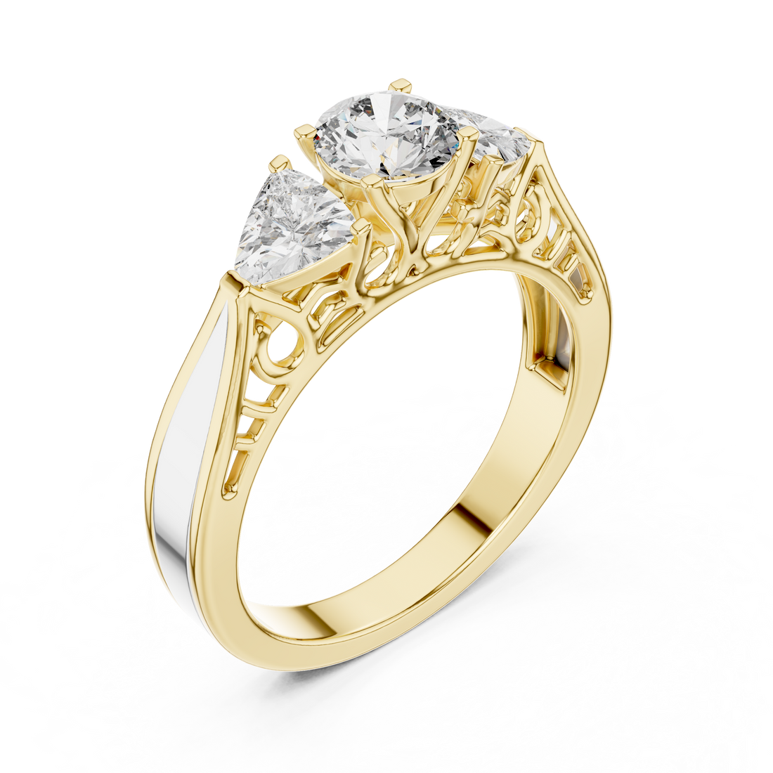 Three-Stone Diamond Ring with Filigree Detailing