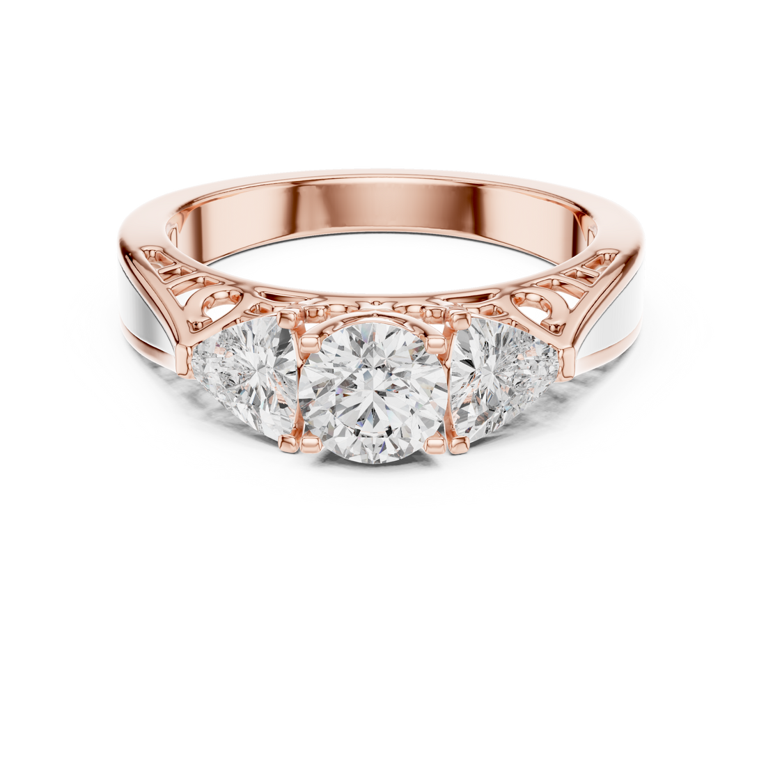 Three-Stone Diamond Ring with Filigree Detailing