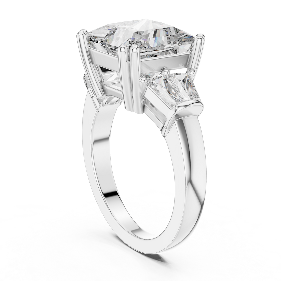 Princess-Cut Three-Stone Diamond Ring