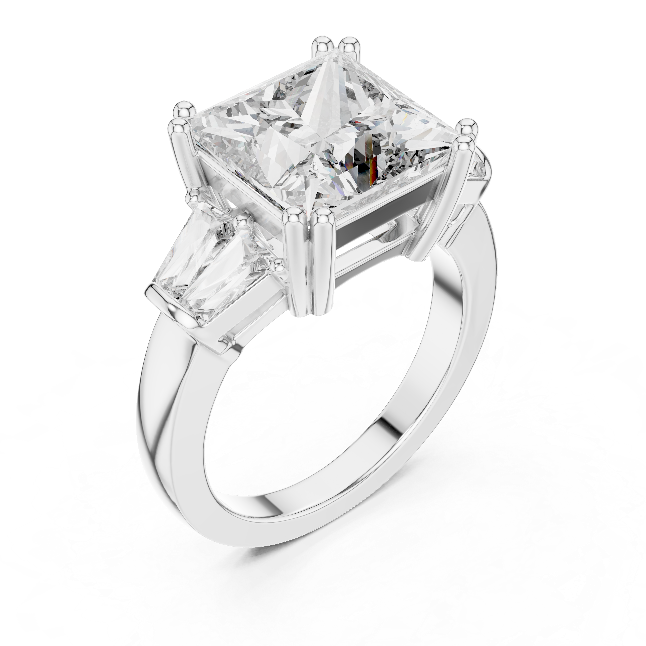 Princess-Cut Three-Stone Diamond Ring