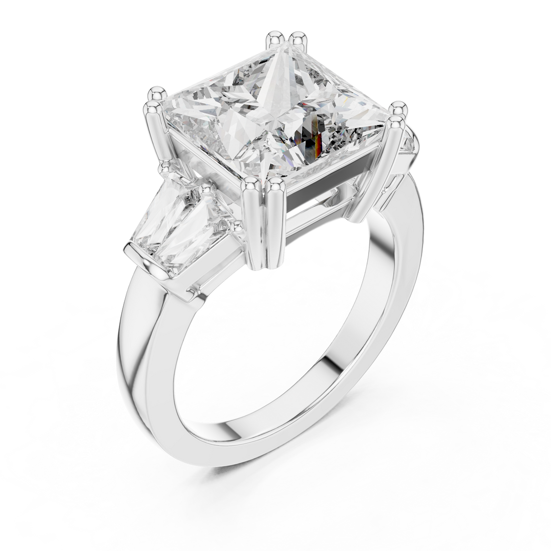 Princess-Cut Three-Stone Diamond Ring