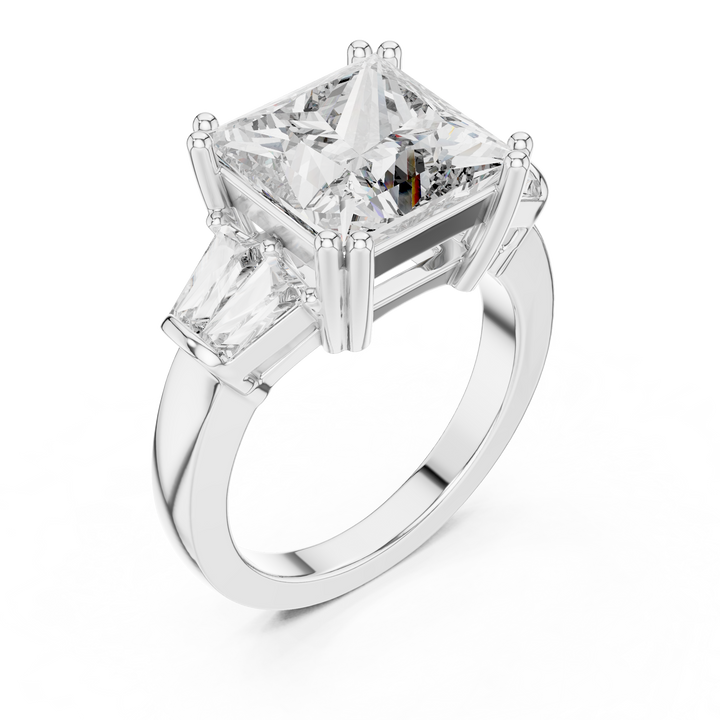 Princess-Cut Three-Stone Diamond Ring