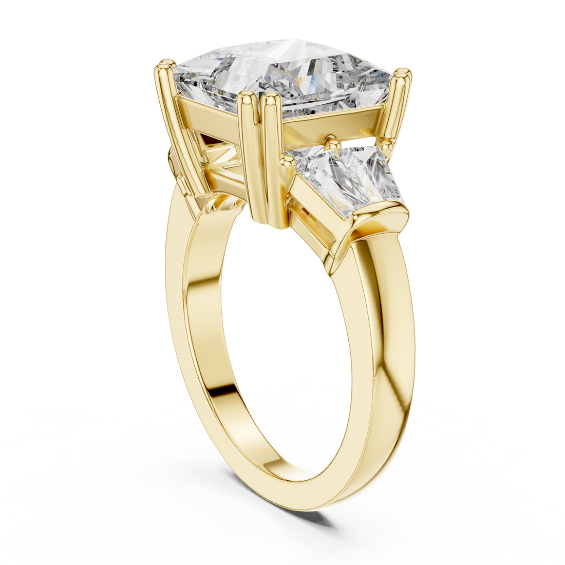 Princess-Cut Three-Stone Diamond Ring