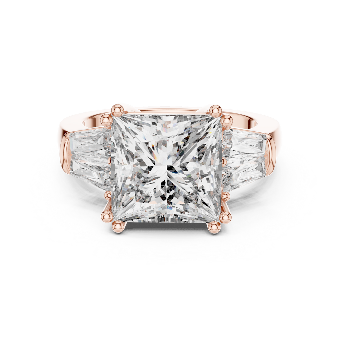 Princess-Cut Three-Stone Diamond Ring