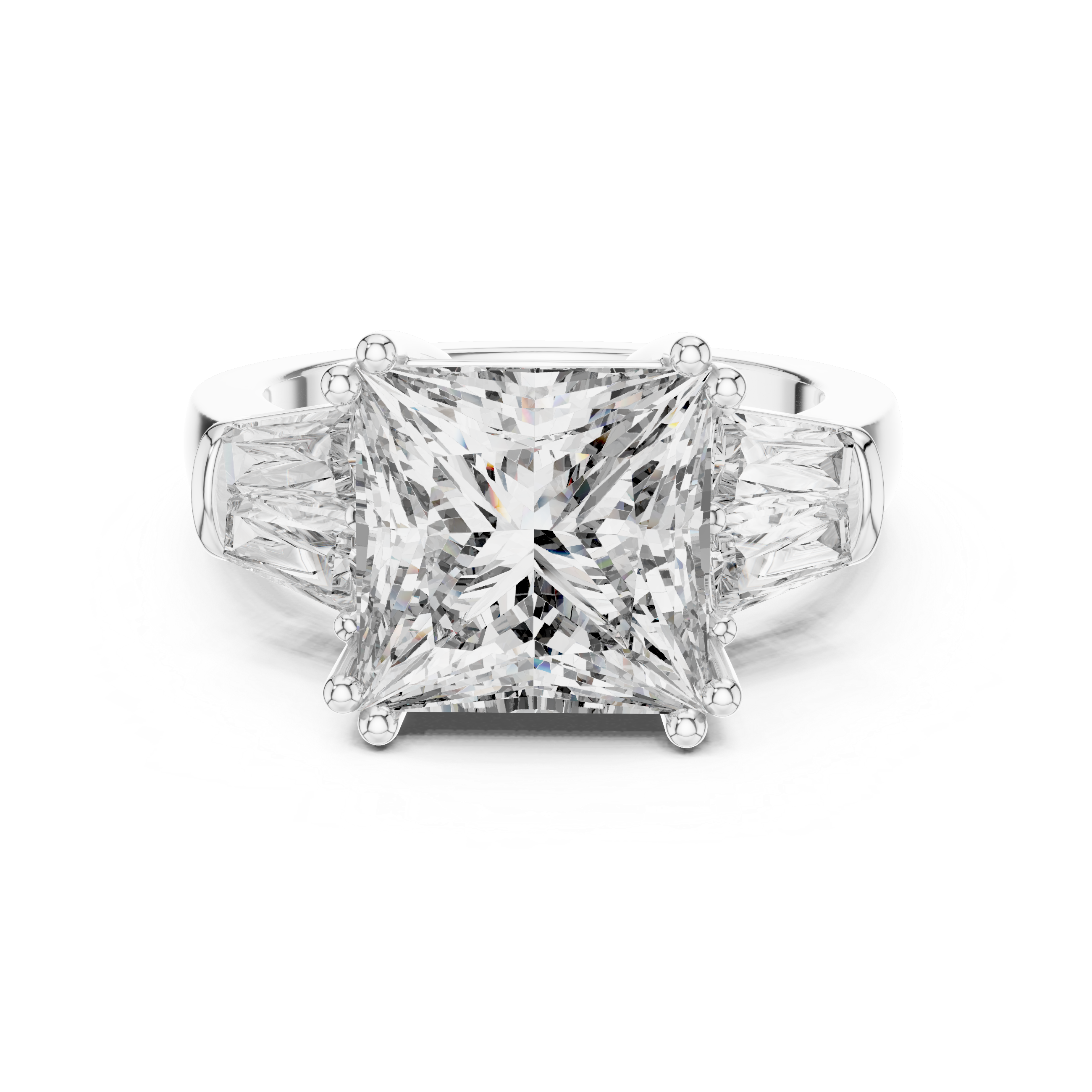 Princess-Cut Three-Stone Diamond Ring