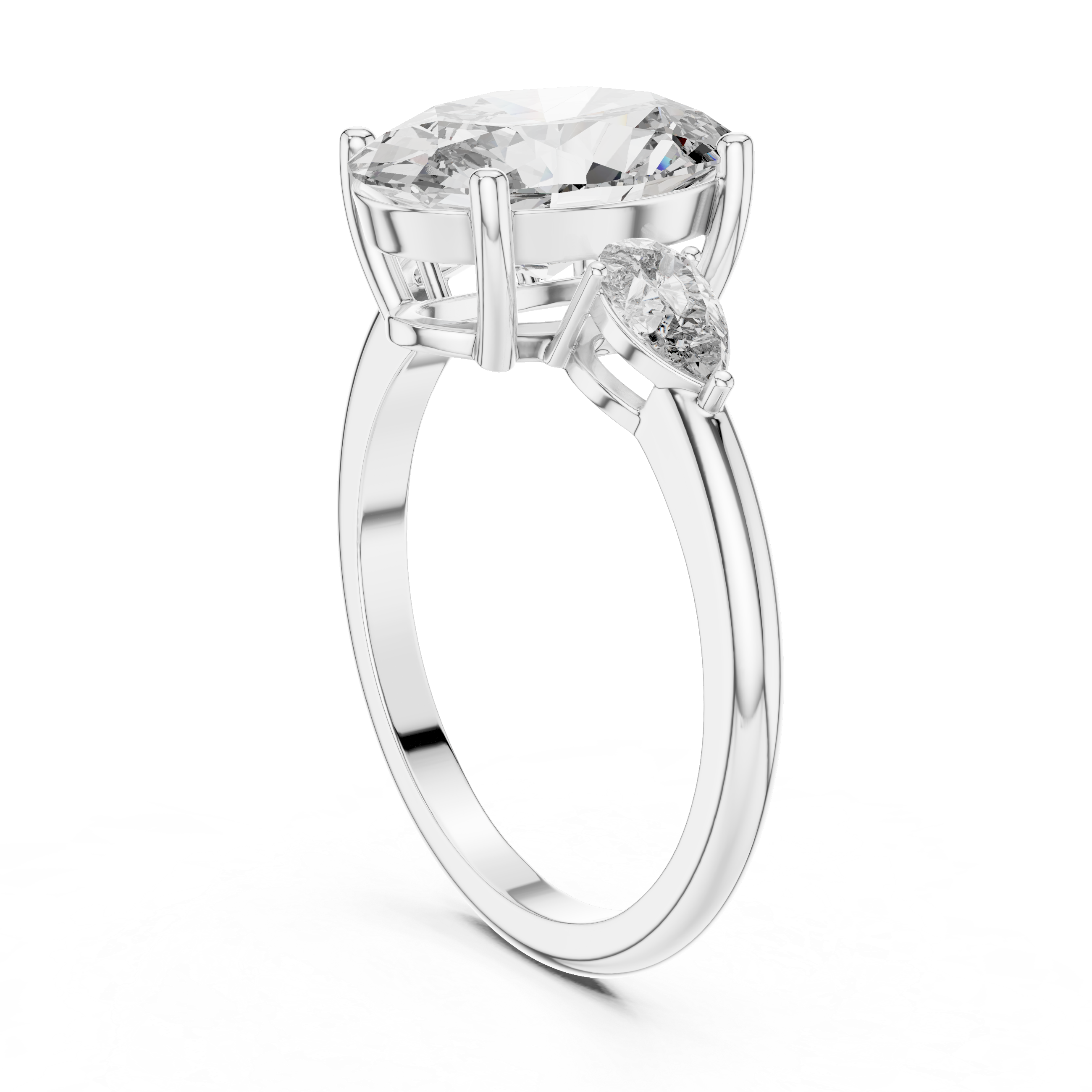 Oval Three-Stone Diamond Engagement Ring