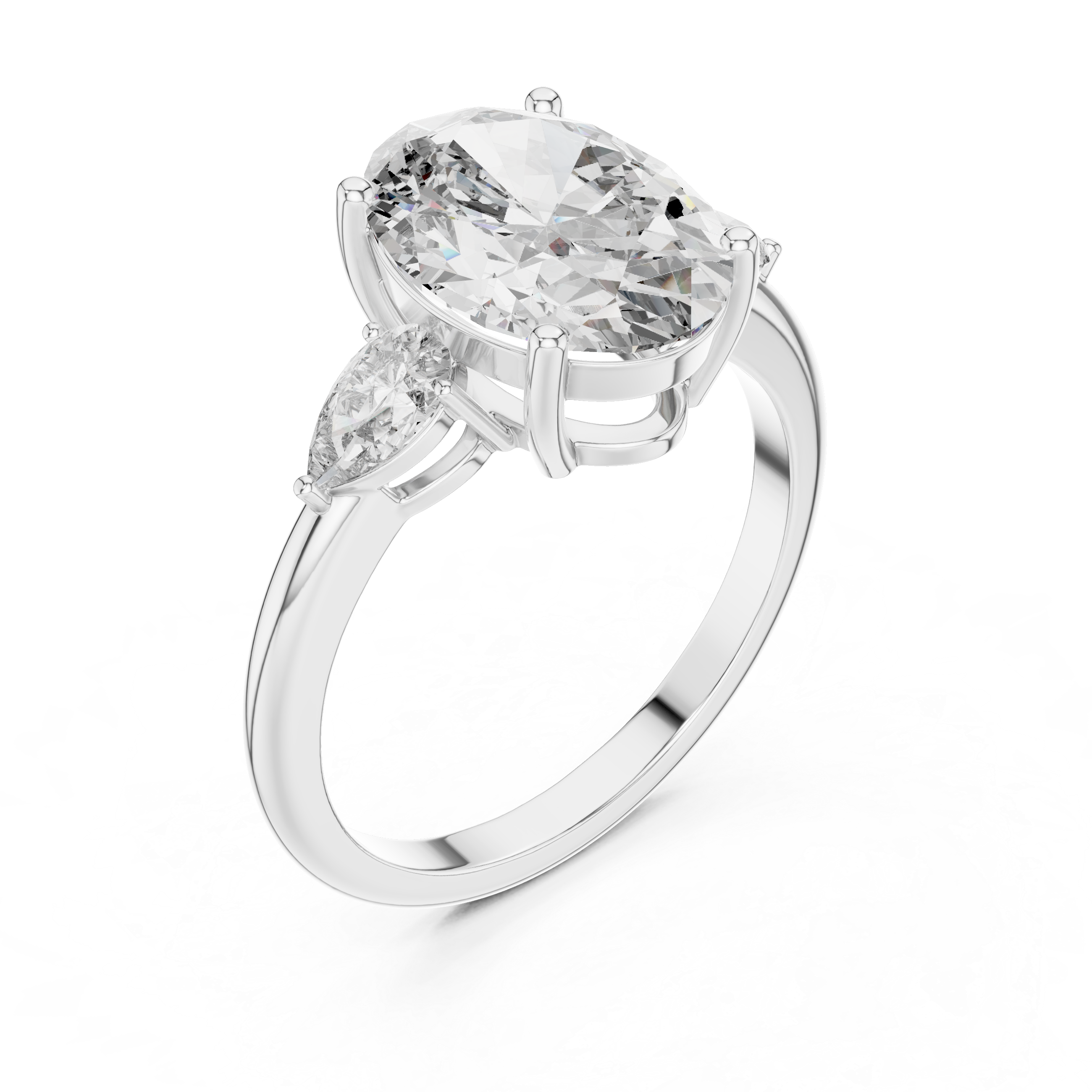Oval Three-Stone Diamond Engagement Ring