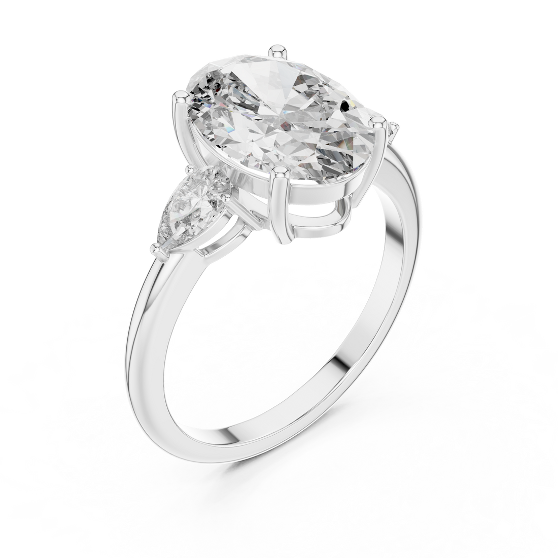 Oval Three-Stone Diamond Engagement Ring