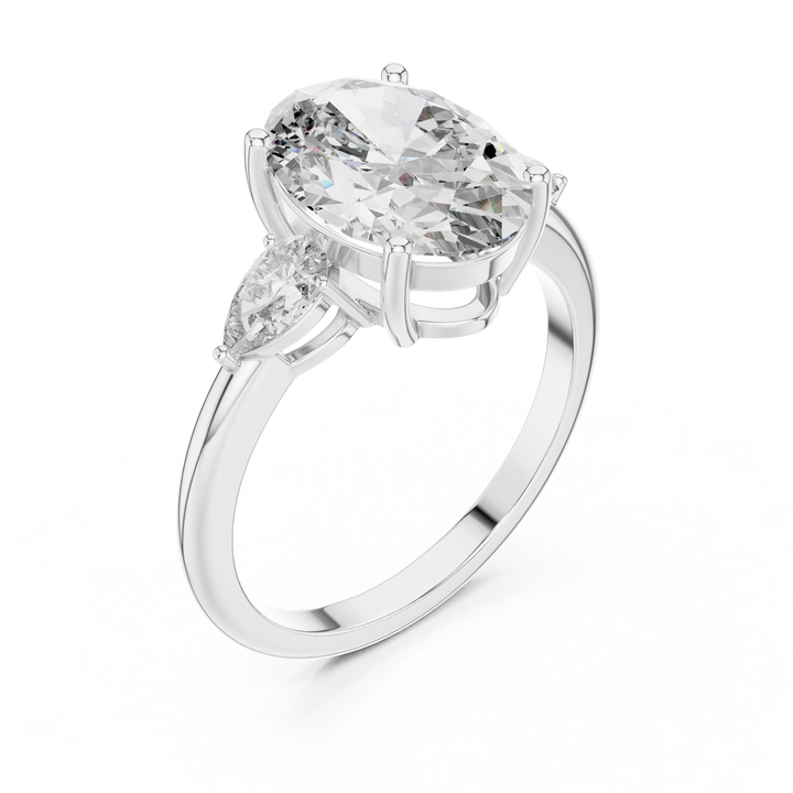 Oval Three-Stone Diamond Engagement Ring