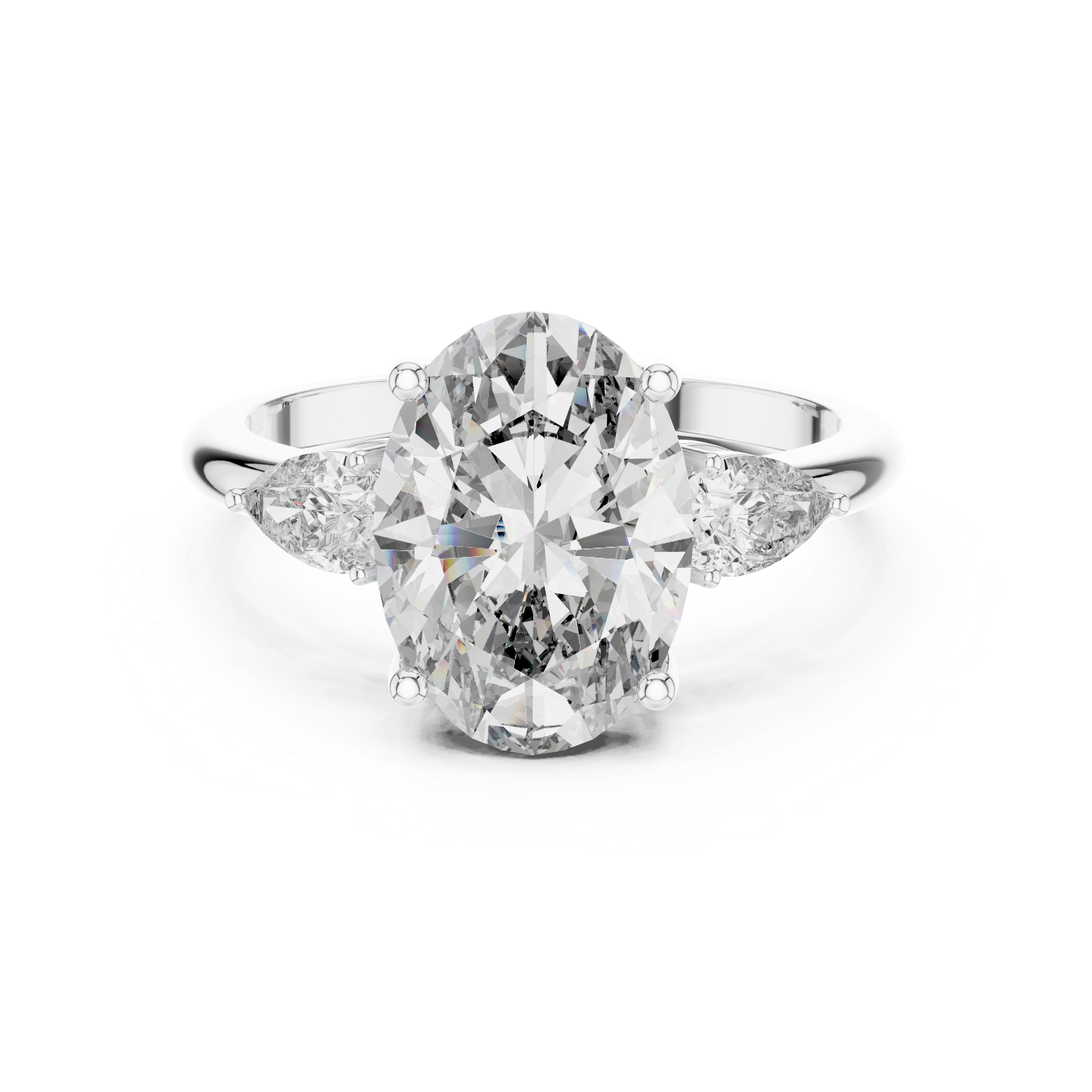 Oval Three-Stone Diamond Engagement Ring