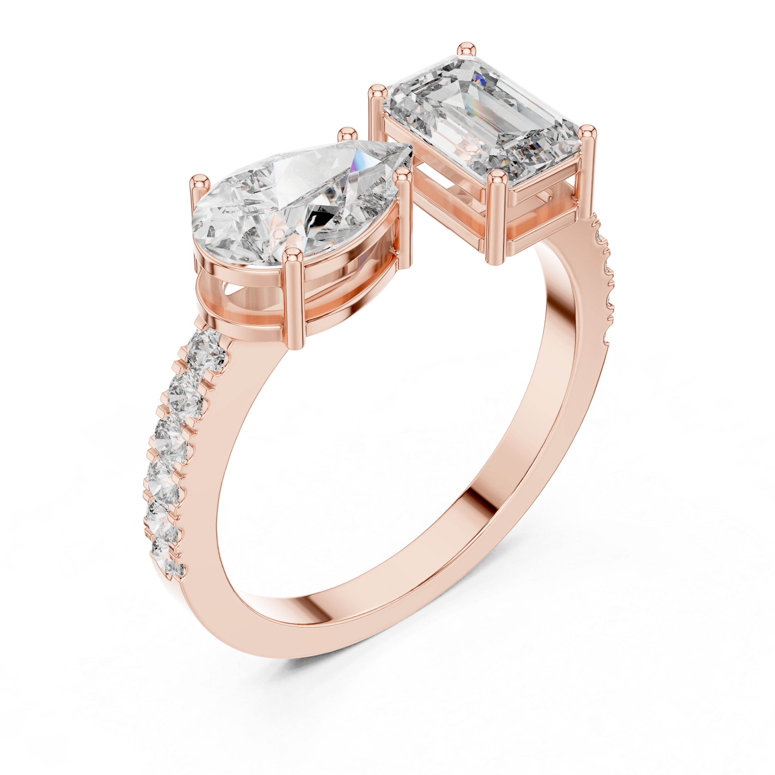 Toi et Moi Diamond Ring (Oval & Emerald Cut )