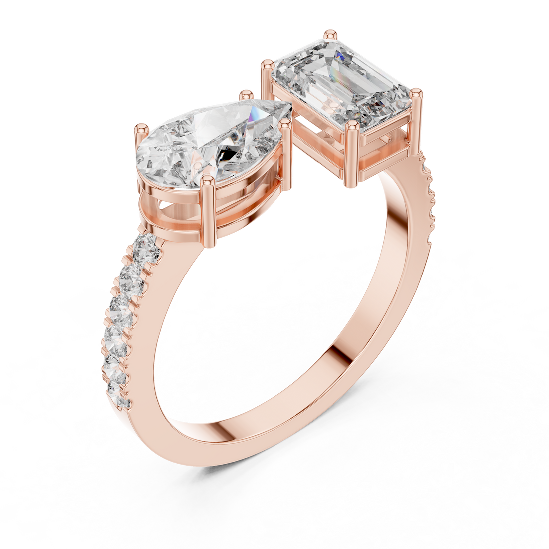 Toi et Moi Diamond Ring (Oval & Emerald Cut )