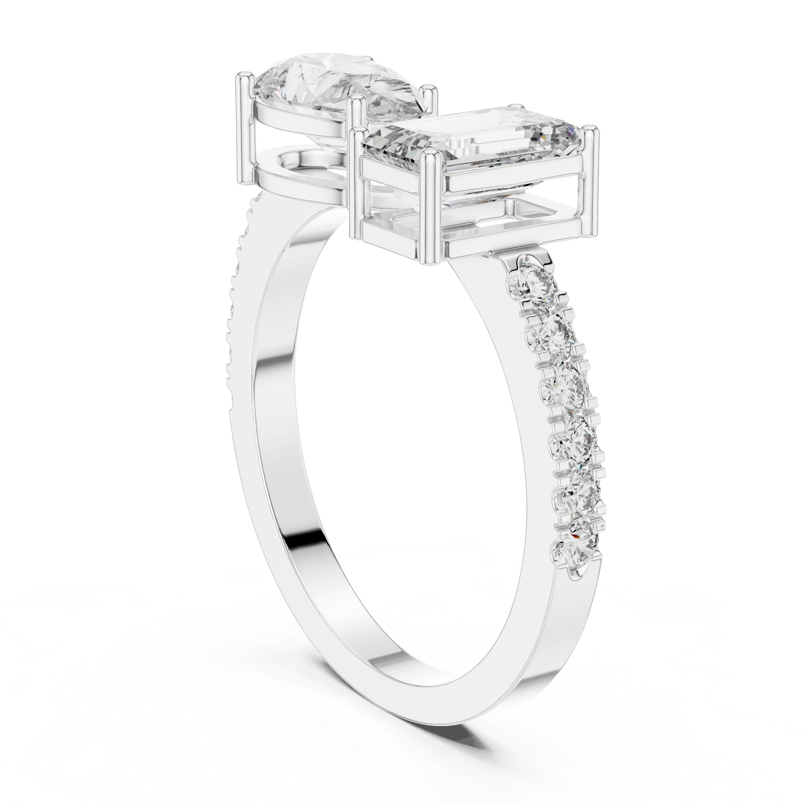 Toi et Moi Diamond Ring (Oval & Emerald Cut )