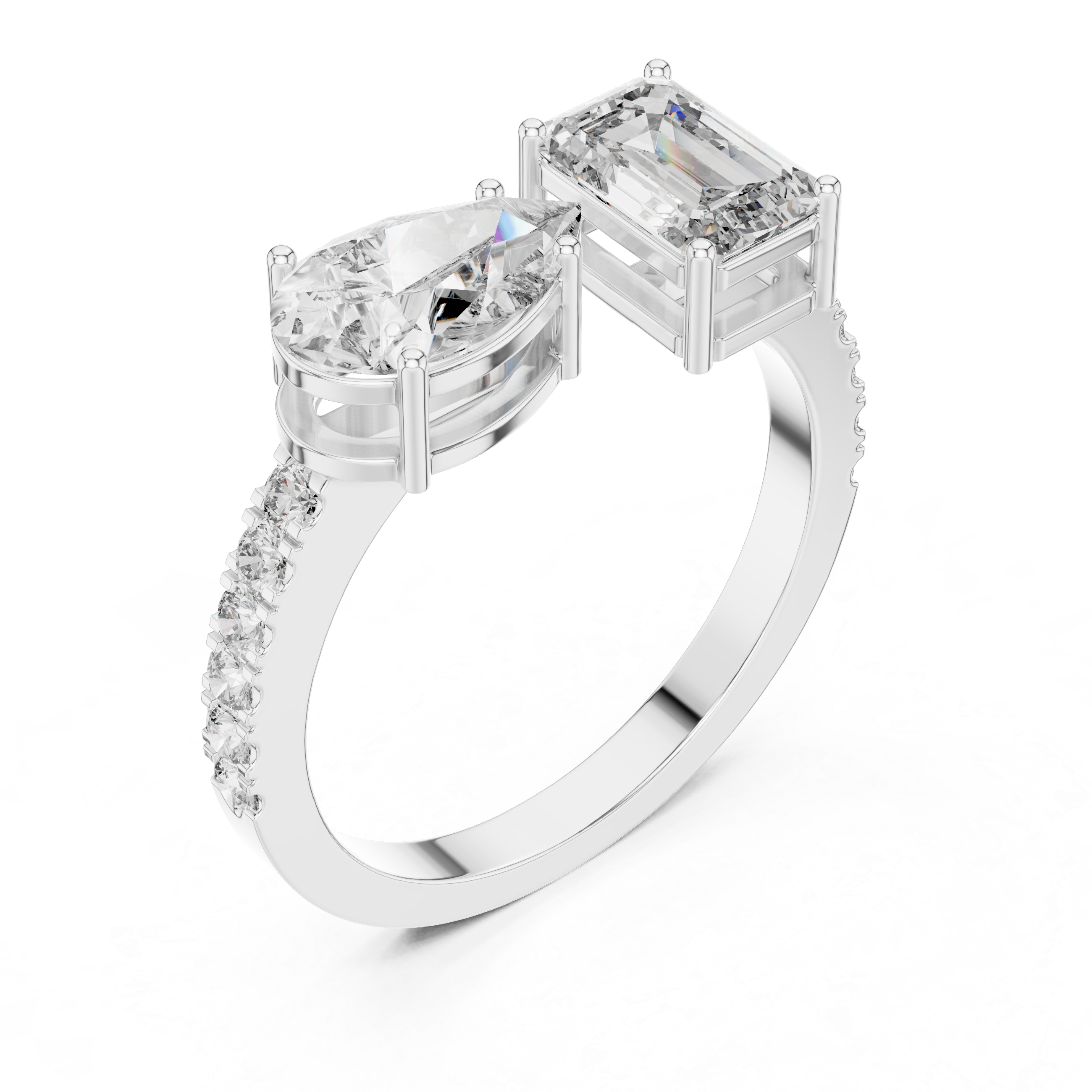 Toi et Moi Diamond Ring (Oval & Emerald Cut )