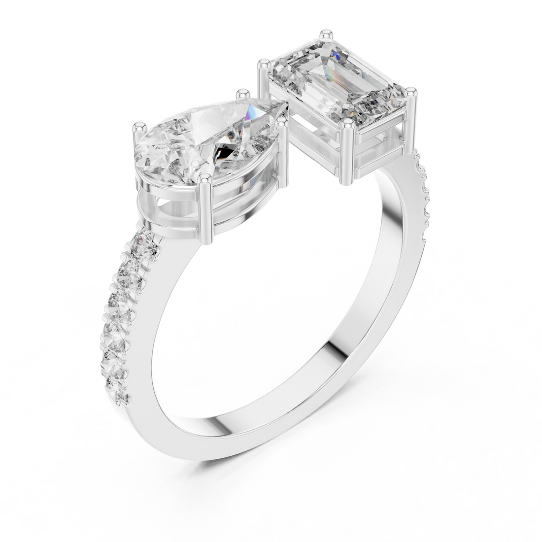 Toi et Moi Diamond Ring (Oval & Emerald Cut )