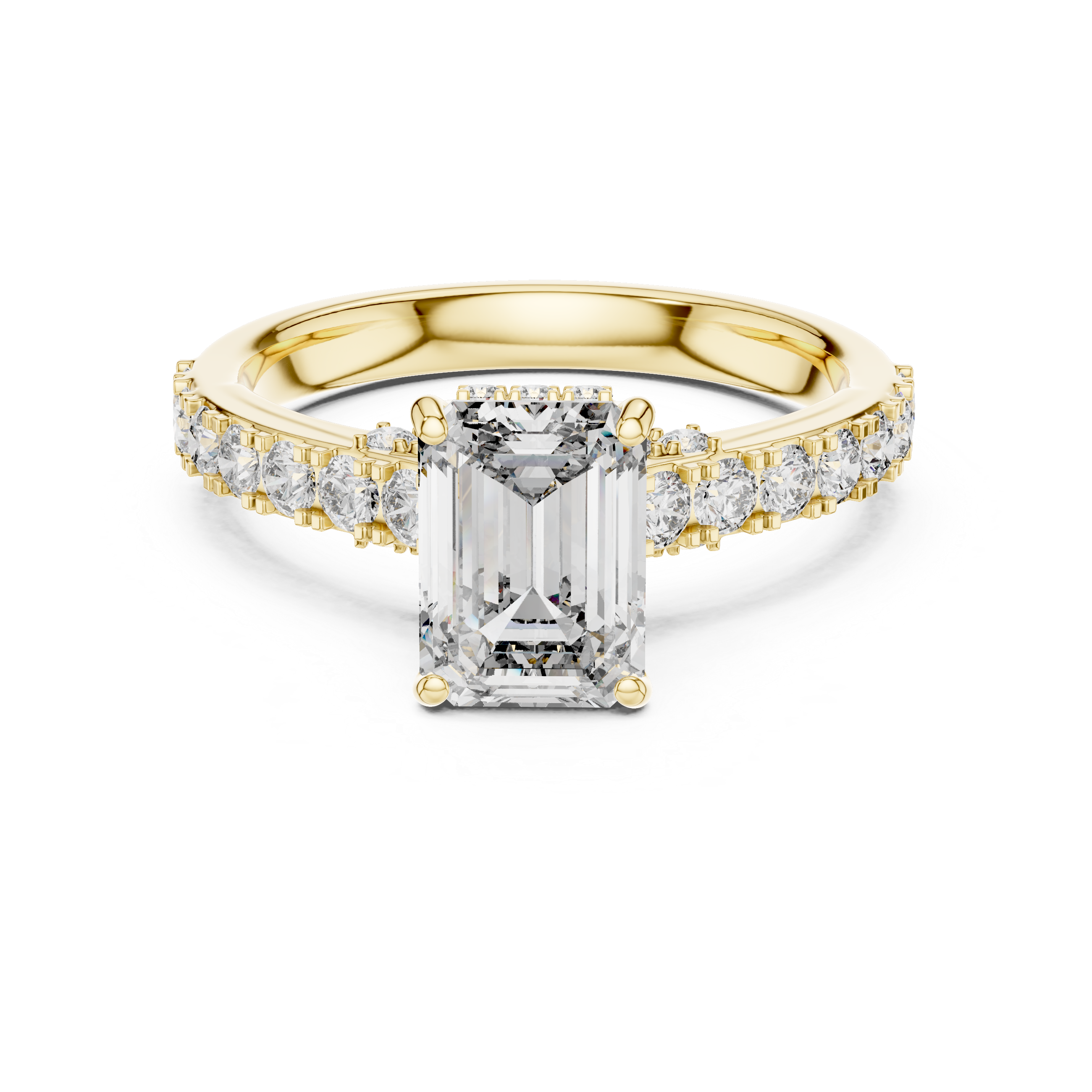 Emerald Cut Diamond Engagement Ring with Pavé Band
