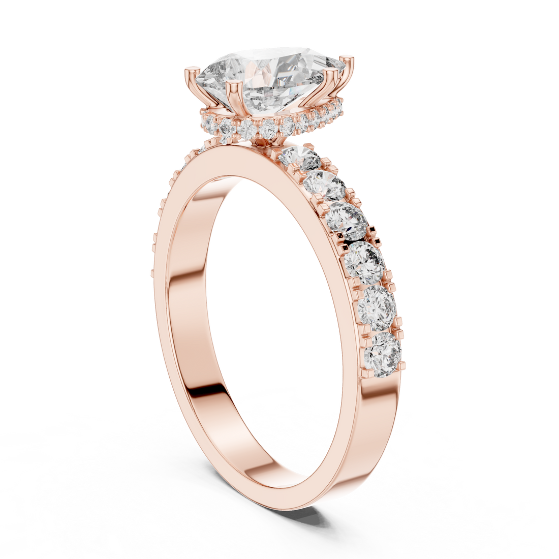 Pear Cut Diamond Engagement Ring with Pavé Band