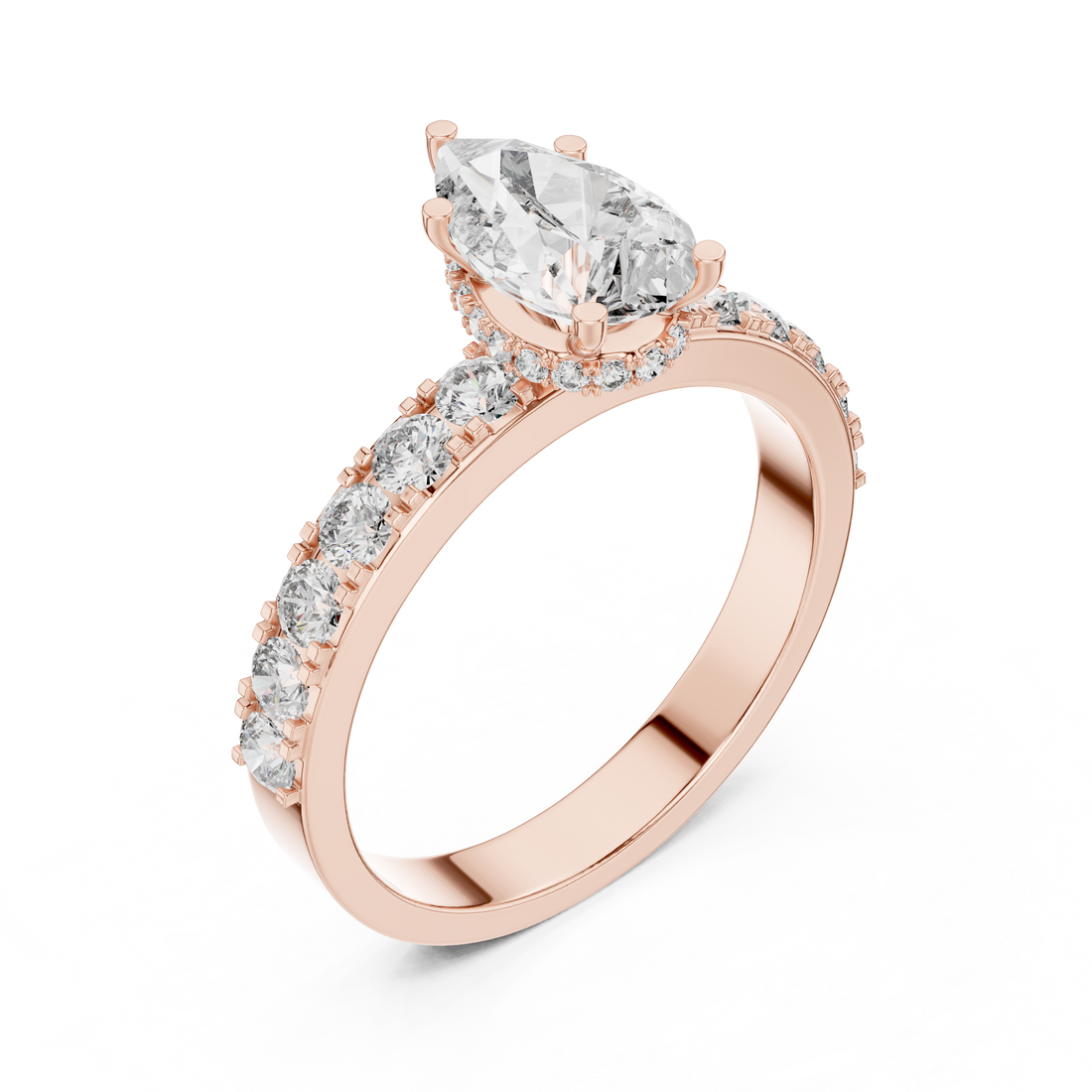 Pear Cut Diamond Engagement Ring with Pavé Band