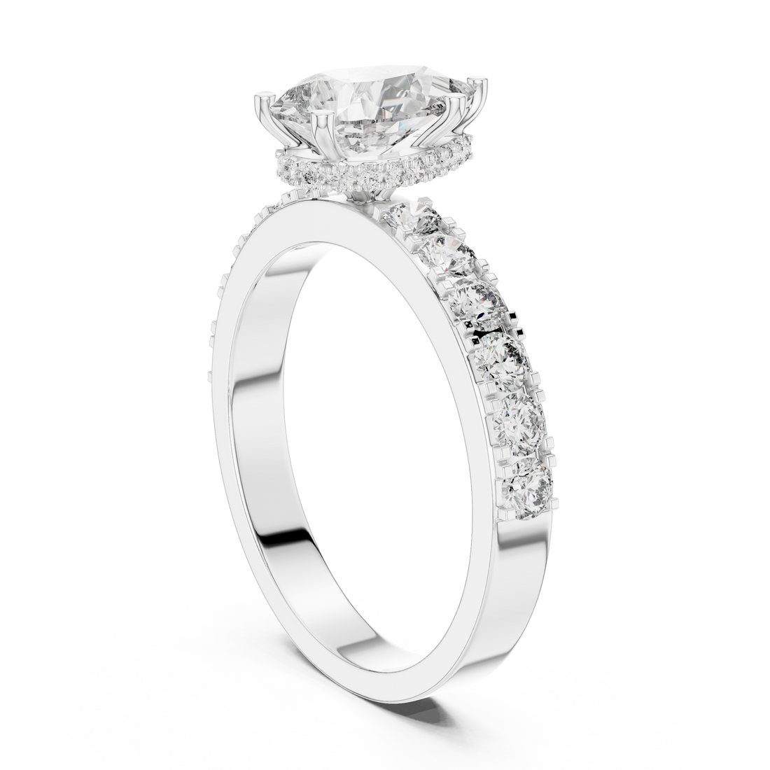 Pear Cut Diamond Engagement Ring with Pavé Band