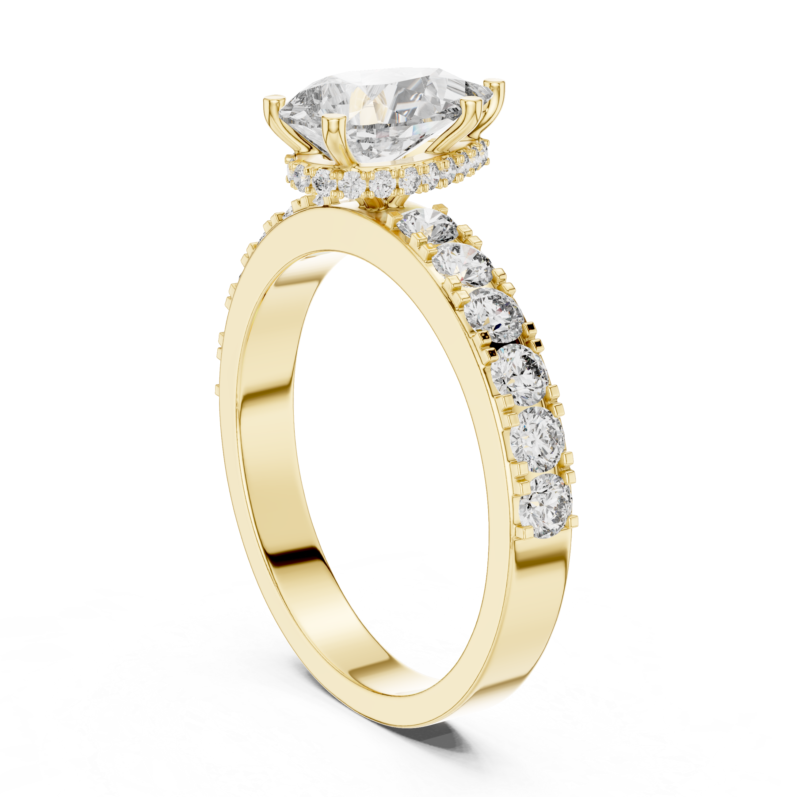 Pear Cut Diamond Engagement Ring with Pavé Band