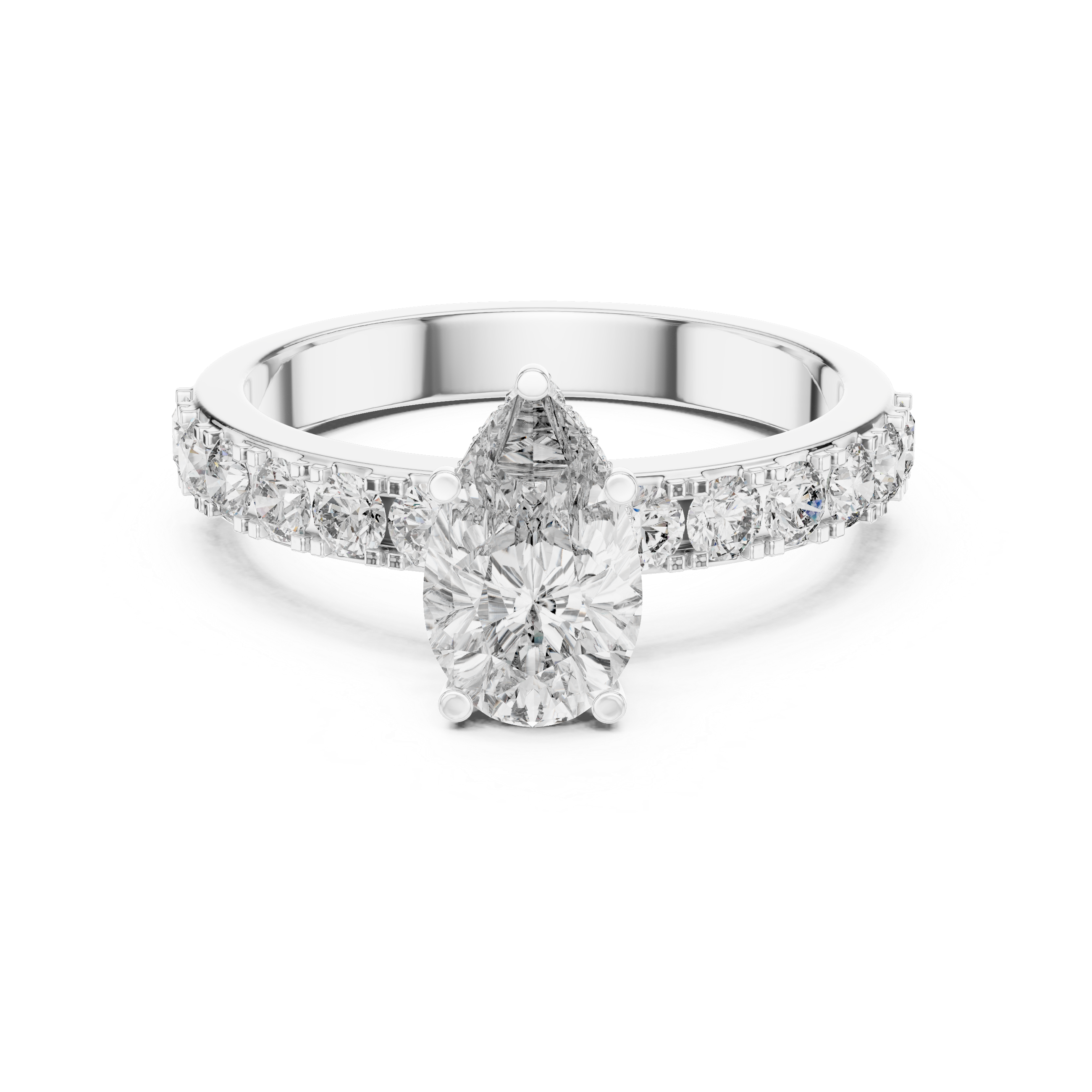 Pear Cut Diamond Engagement Ring with Pavé Band