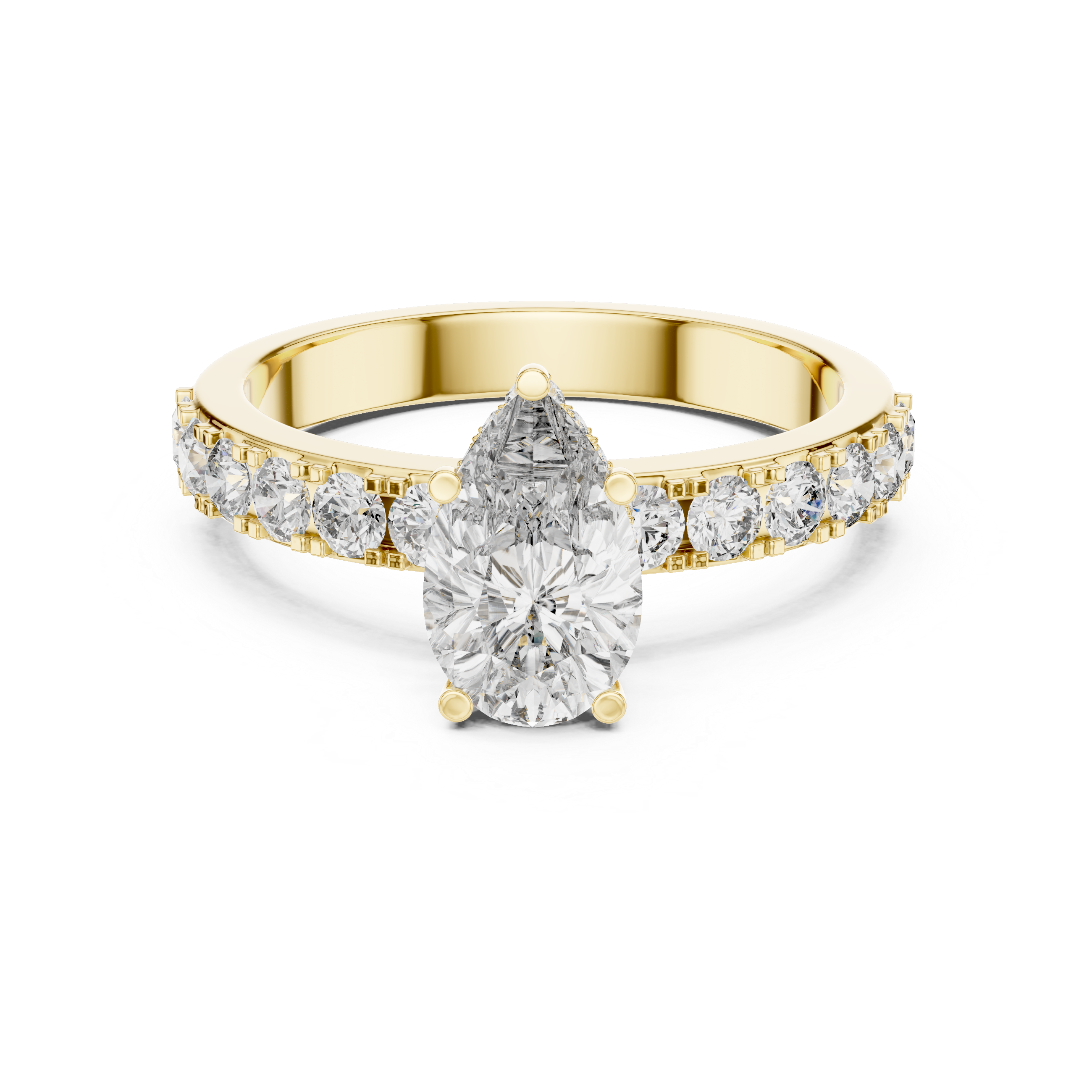 Pear Cut Diamond Engagement Ring with Pavé Band