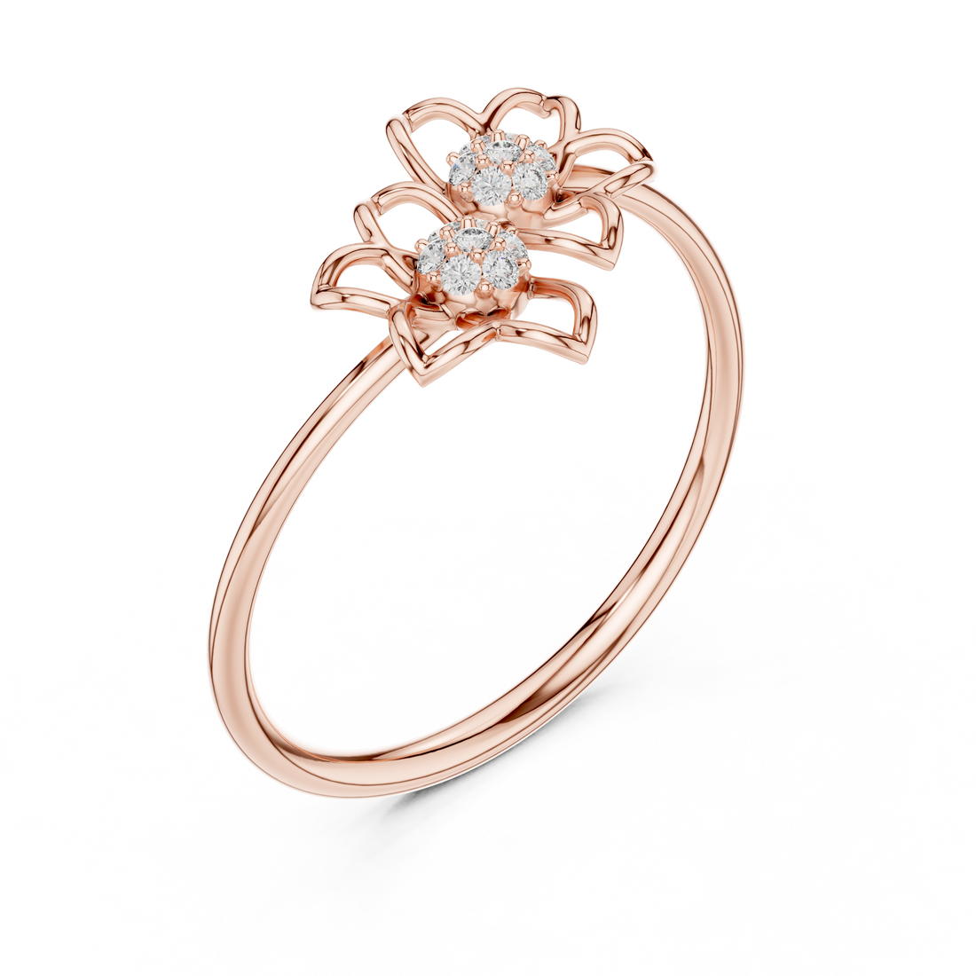 Twin Bloom Diamond Flower Ring