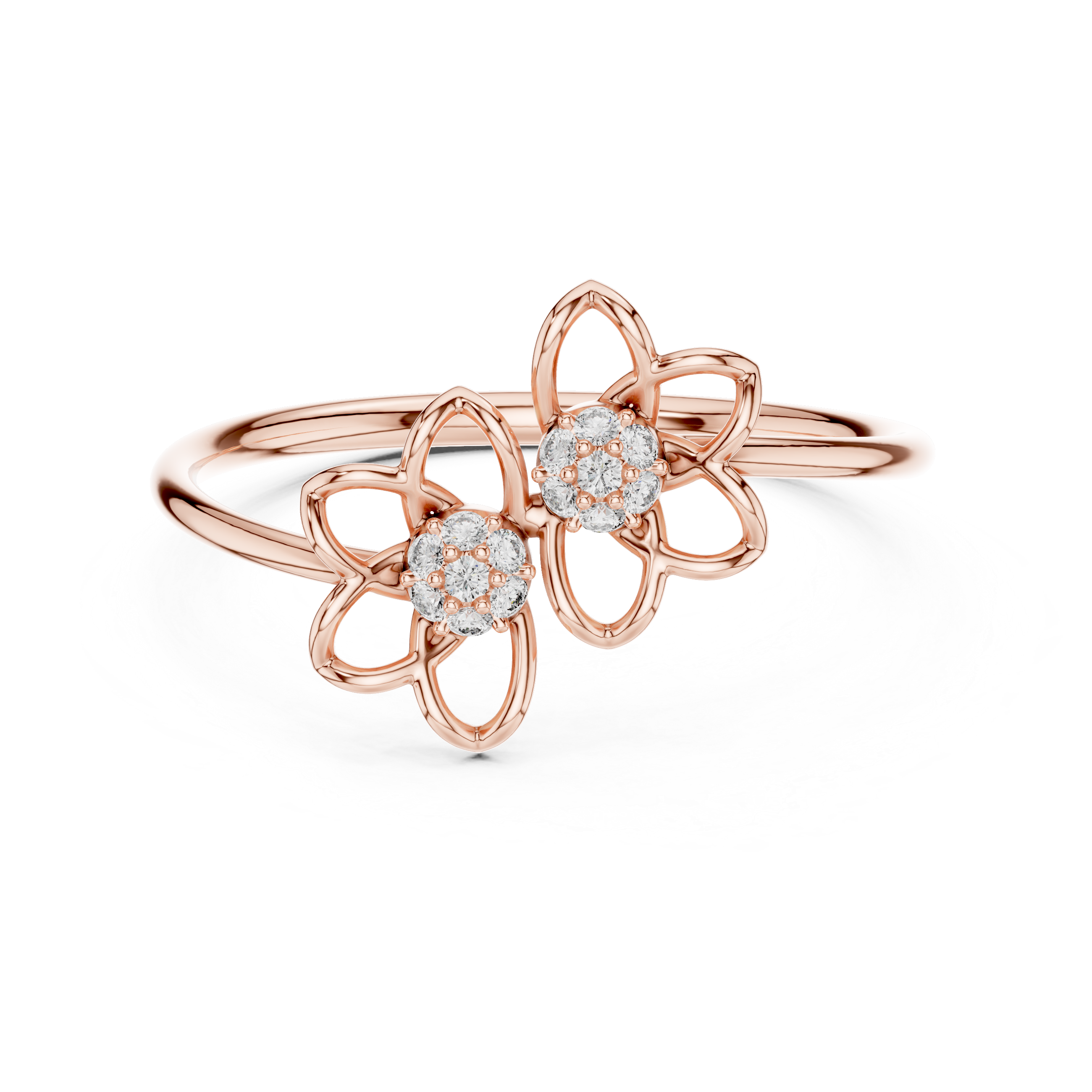 Twin Bloom Diamond Flower Ring