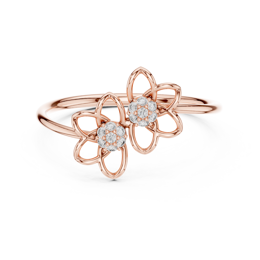 Twin Bloom Diamond Flower Ring