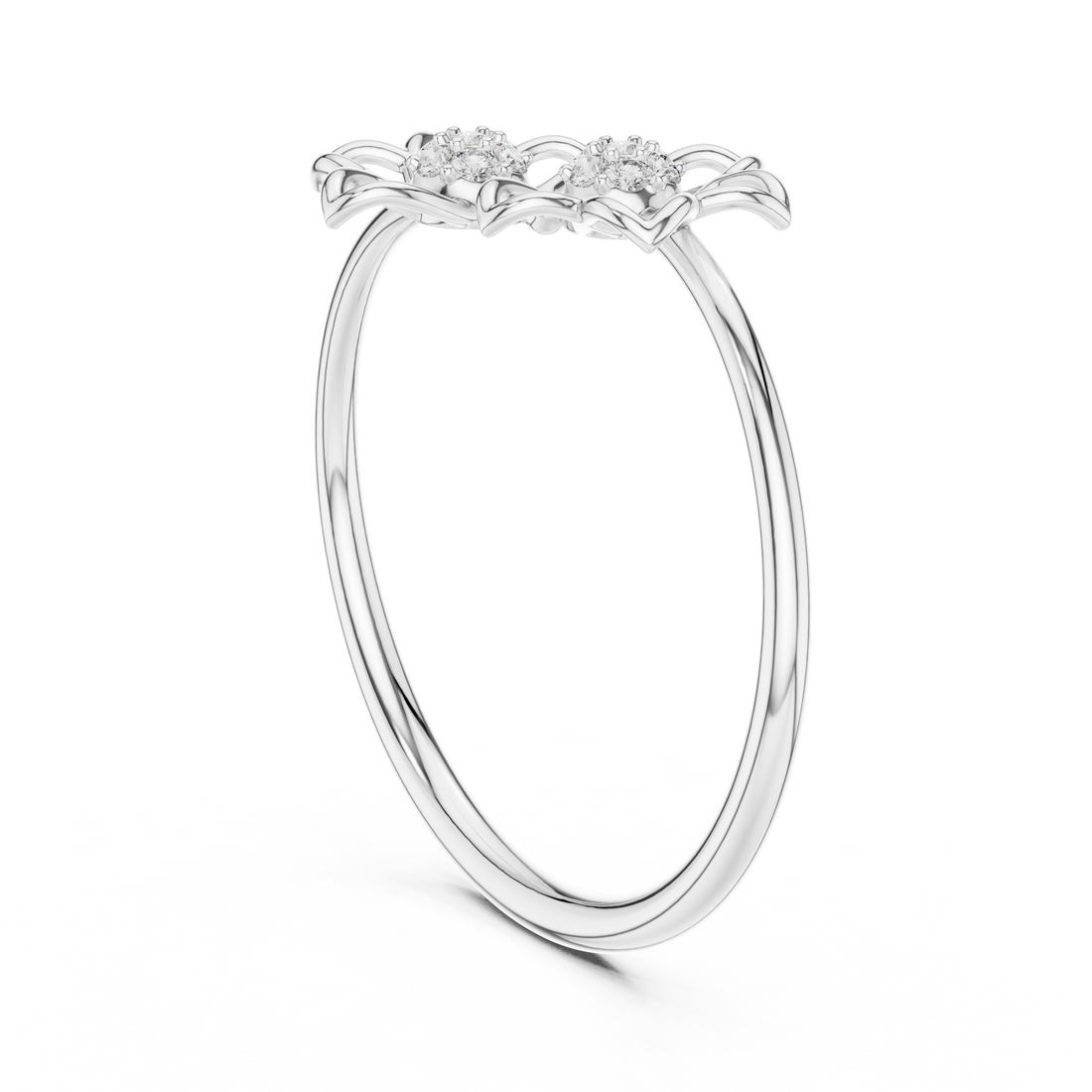 Twin Bloom Diamond Flower Ring