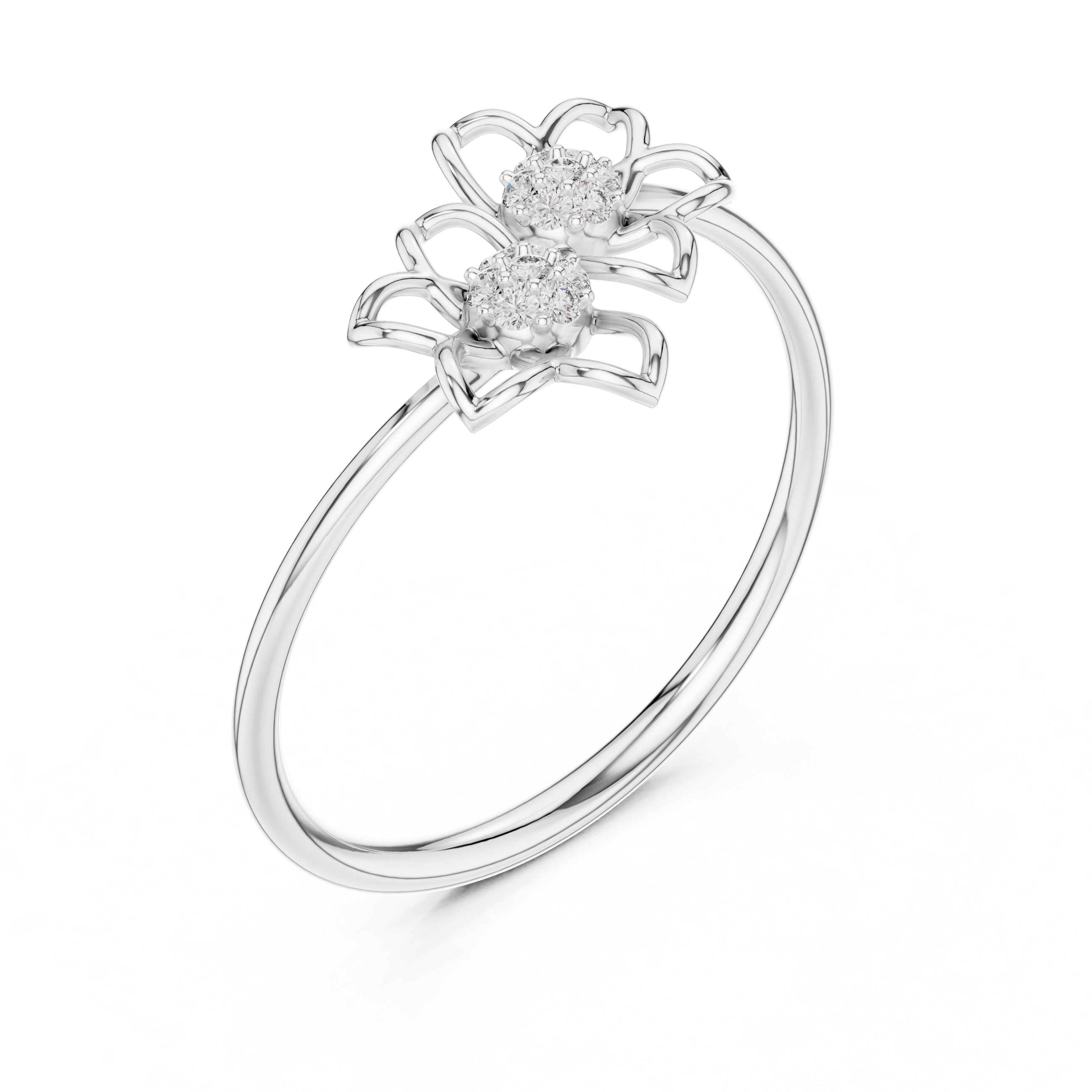 Twin Bloom Diamond Flower Ring
