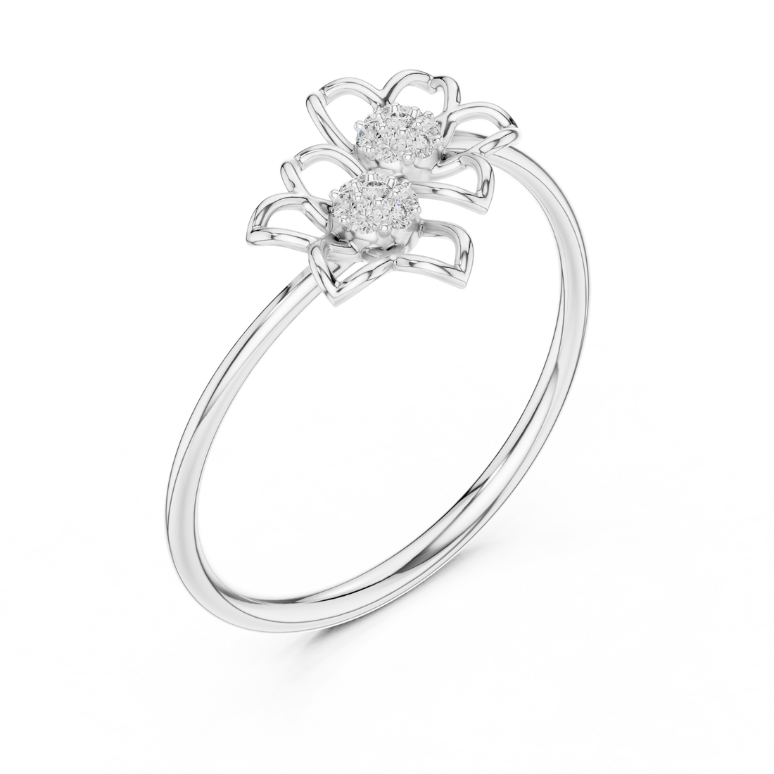 Twin Bloom Diamond Flower Ring