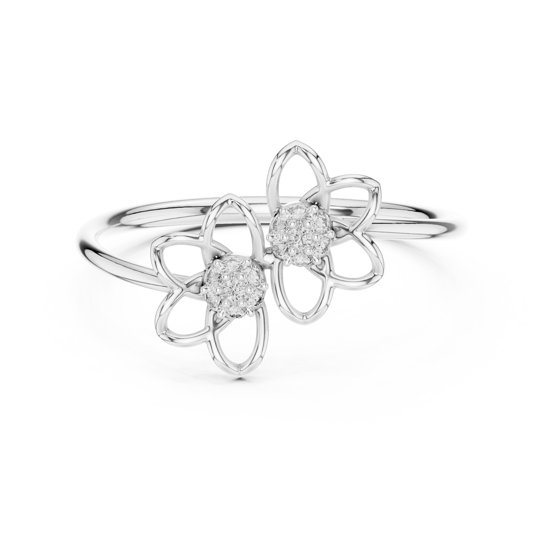 Twin Bloom Diamond Flower Ring