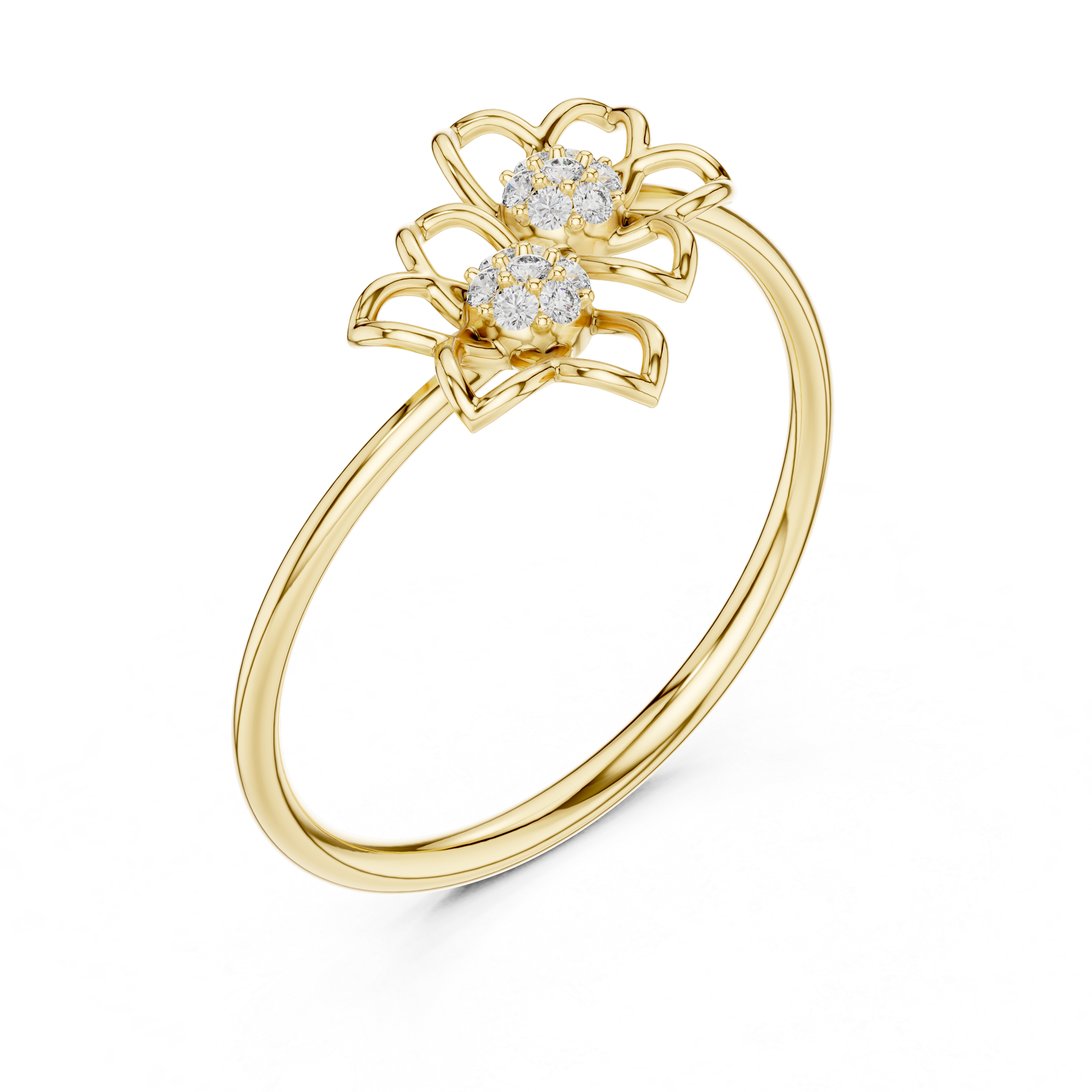 Twin Bloom Diamond Flower Ring