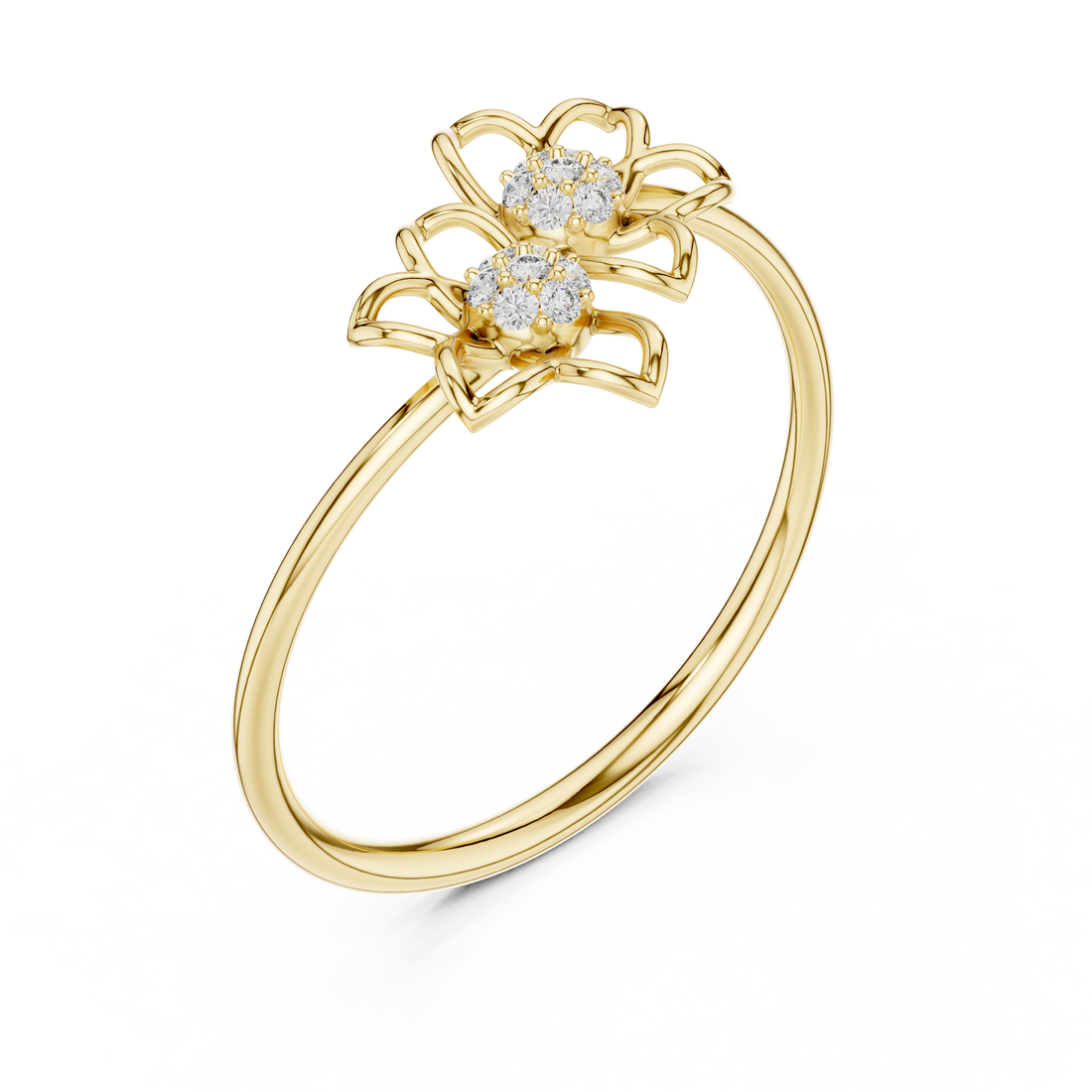 Twin Bloom Diamond Flower Ring