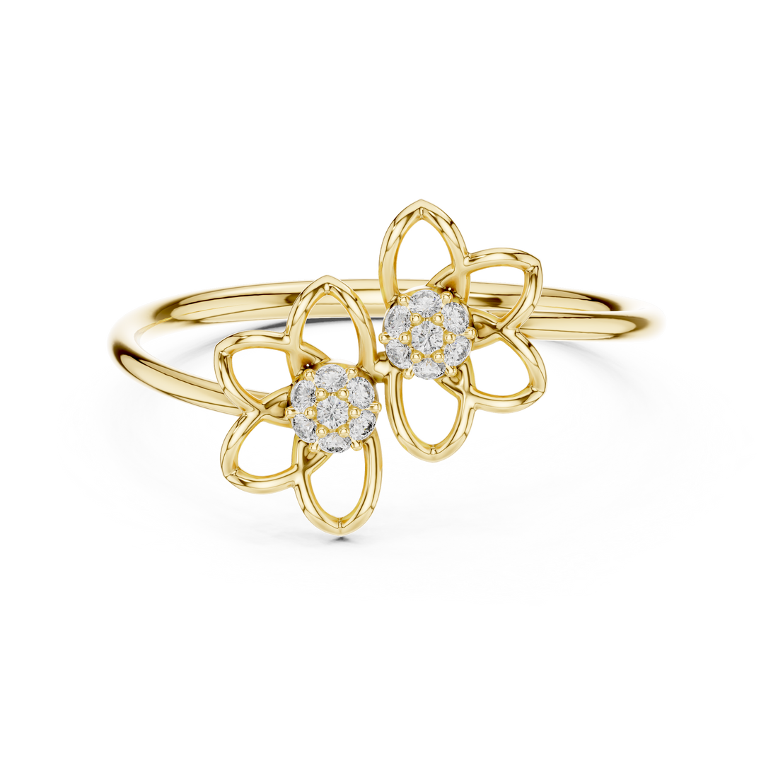 Twin Bloom Diamond Flower Ring